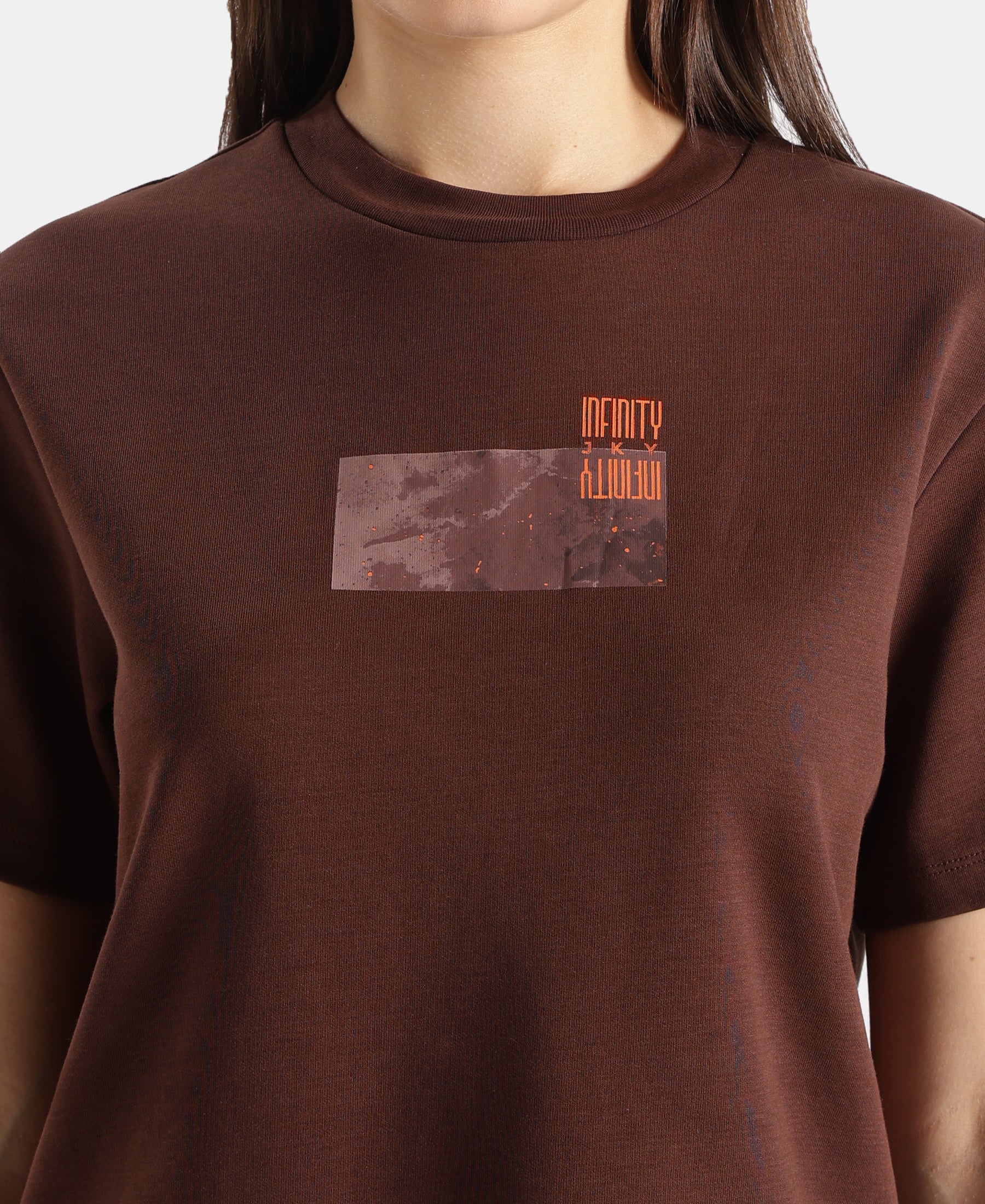 Super Combed Cotton Rich Oversized Graphic Print T-Shirt with Drop Shoulder Styling - Chicory Coffee - Image 7