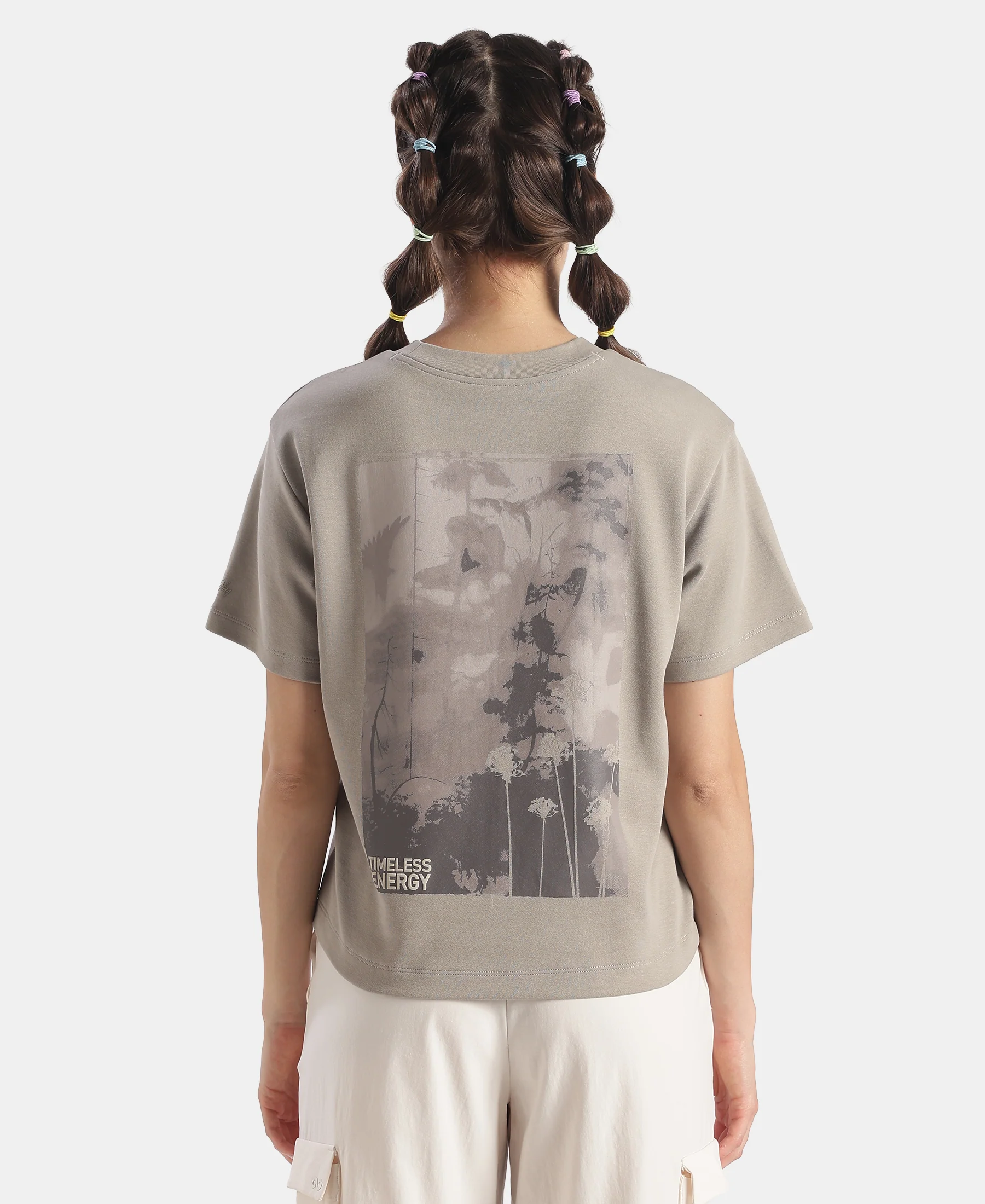 Super Combed Cotton Rich Oversized Graphic Print T-Shirt with Drop Shoulder Styling - Stone - Image 3