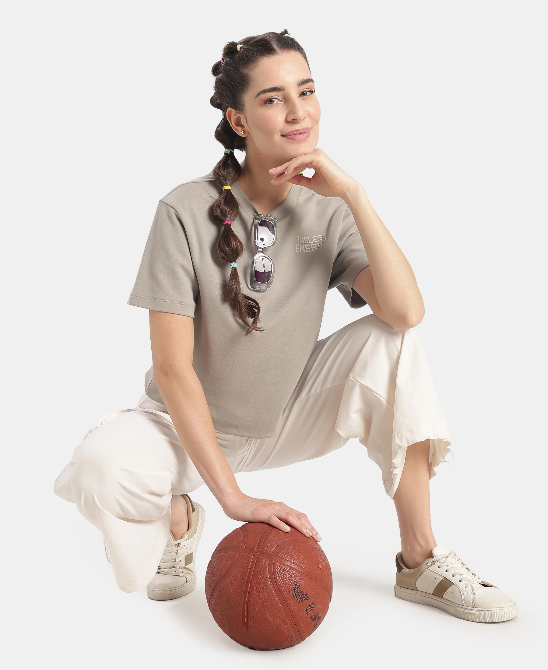 Super Combed Cotton Rich Oversized Graphic Print T-Shirt with Drop Shoulder Styling - Stone - Image 5