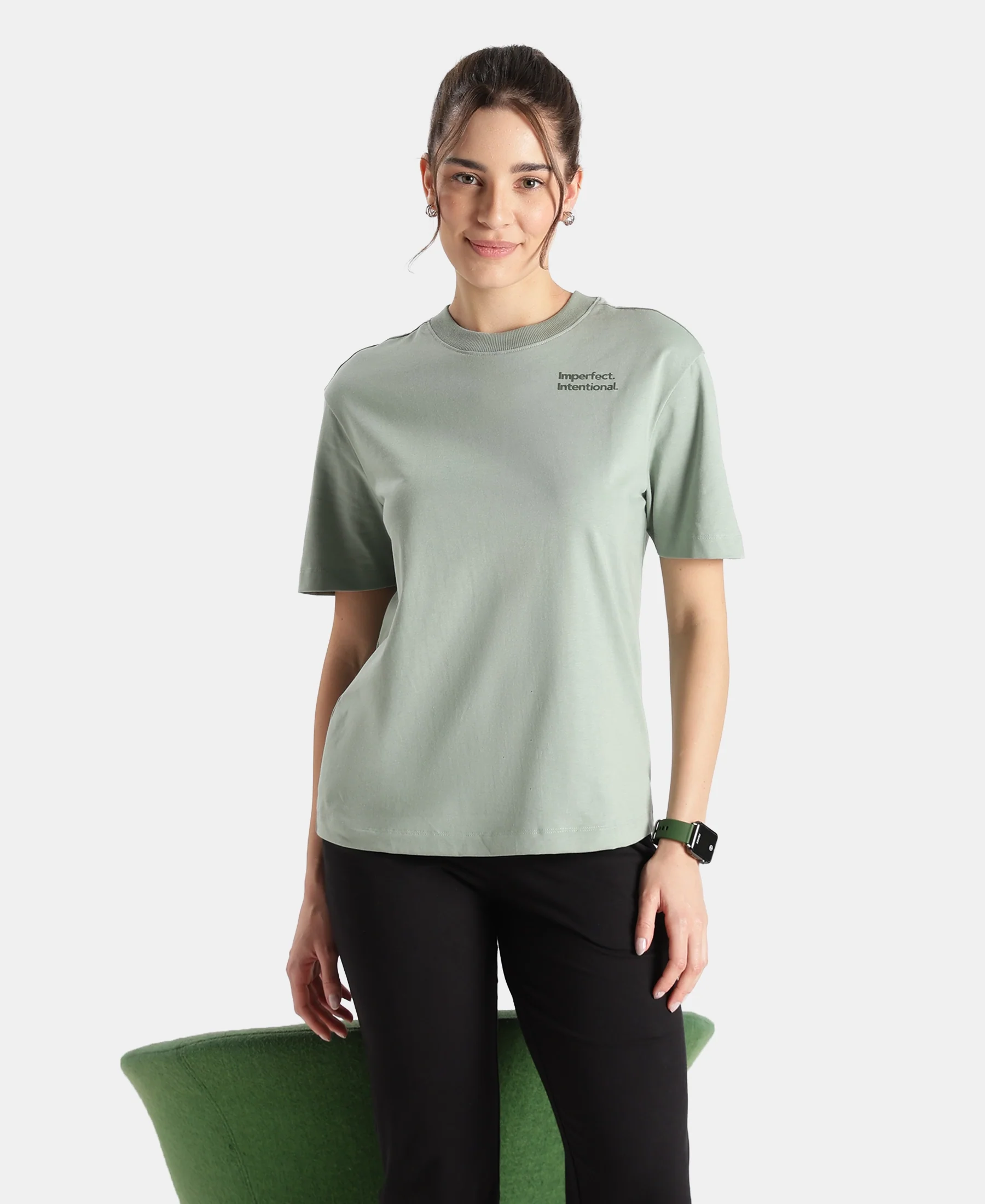 Super Combed Cotton Rich Oversized Printed T-Shirt - Iceberg Green - Image 5
