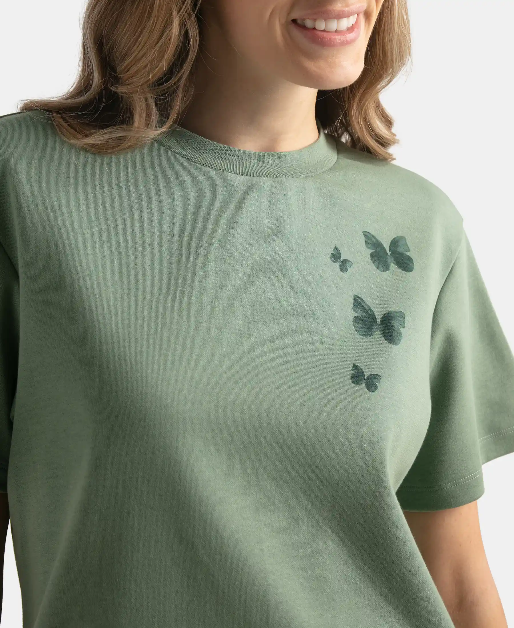 Super Combed Cotton Rich Oversized Graphic Print T-Shirt with Drop Shoulder Styling - Lily Pad - Image 7