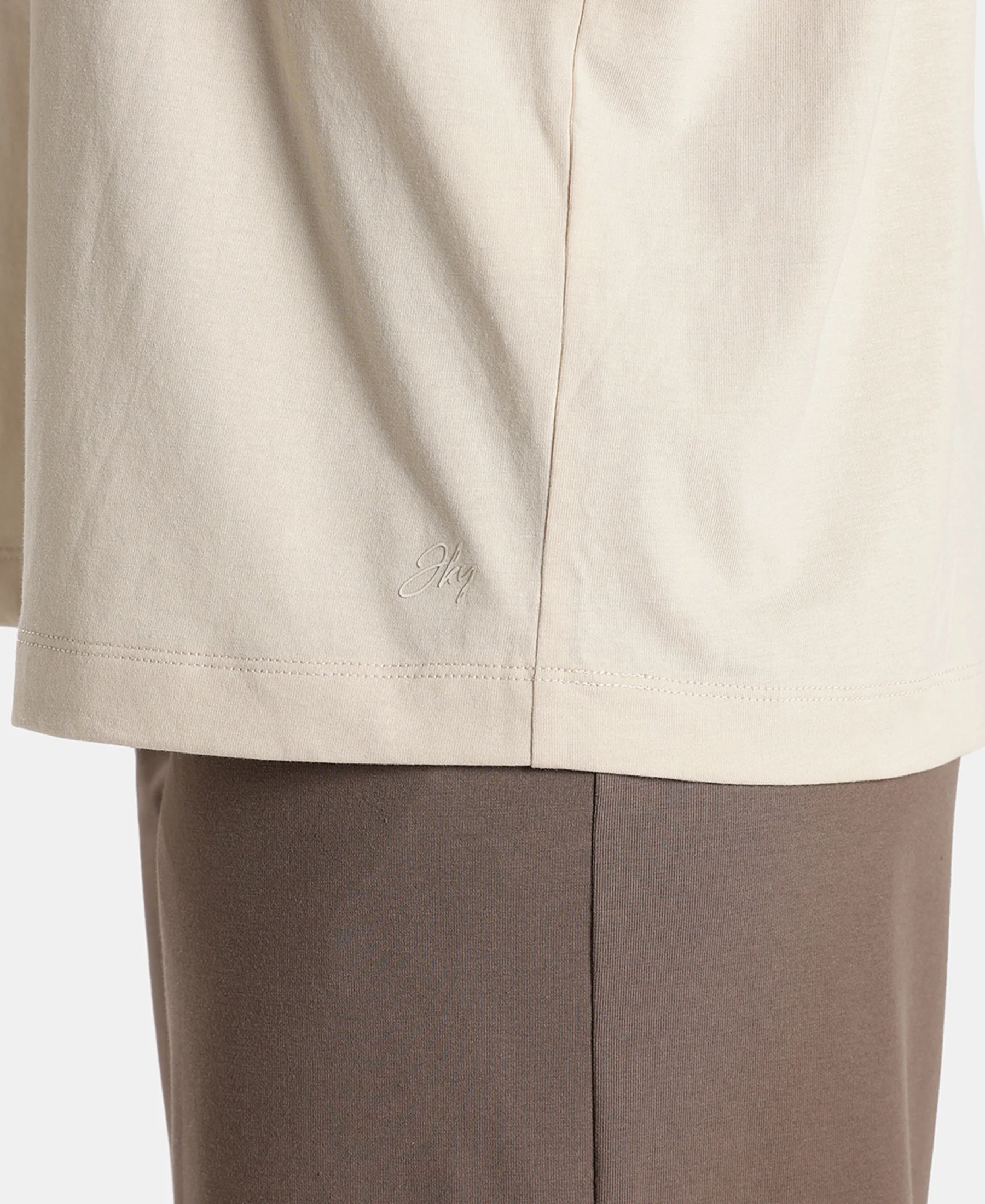 Super Combed Cotton Rich Oversized T-Shirt with Side Slits - French Oak - Image 8