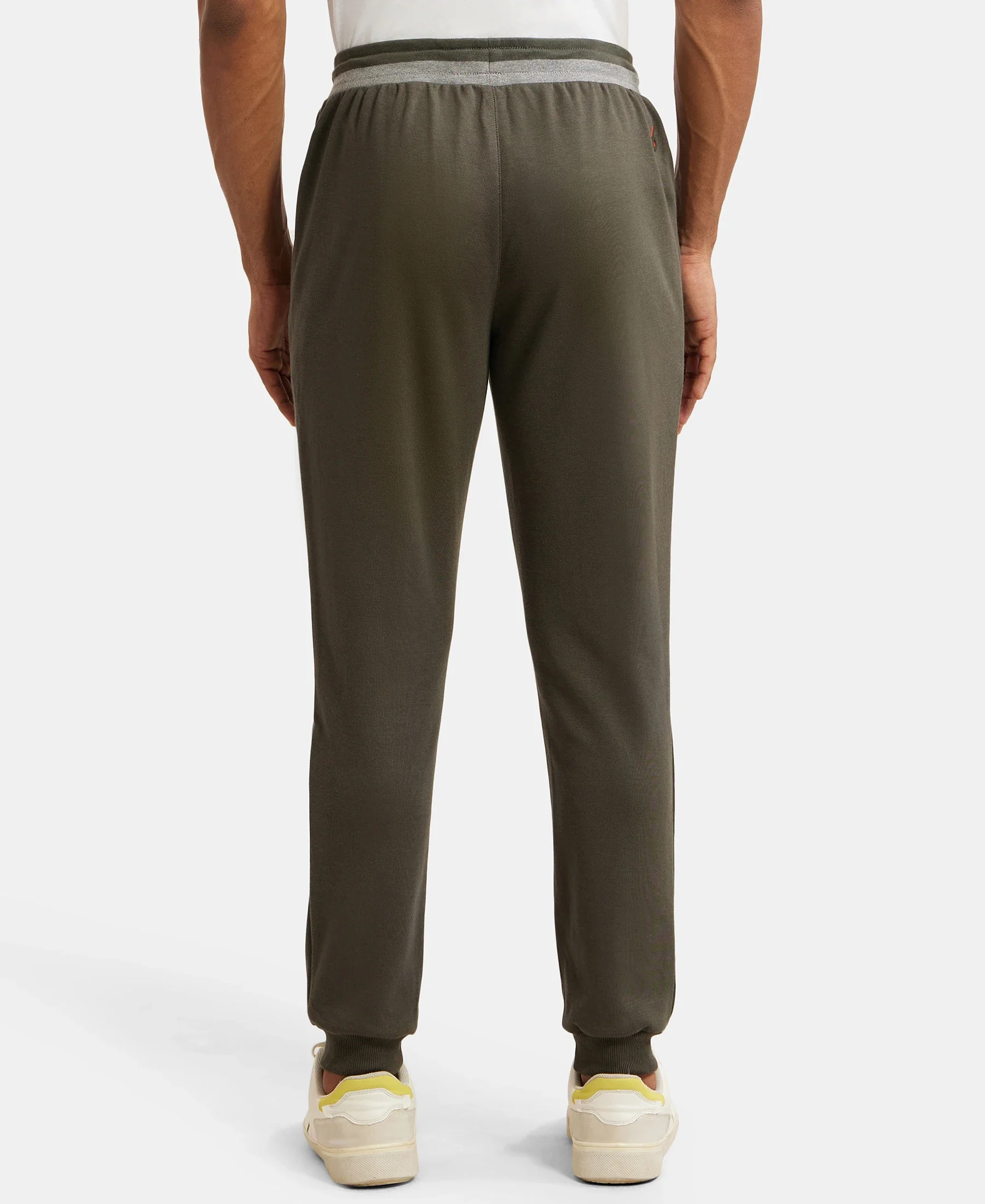 Super Combed Cotton Rich Pique Slim Fit Jogger with Zipper Pockets - Deep Olive - Image 3