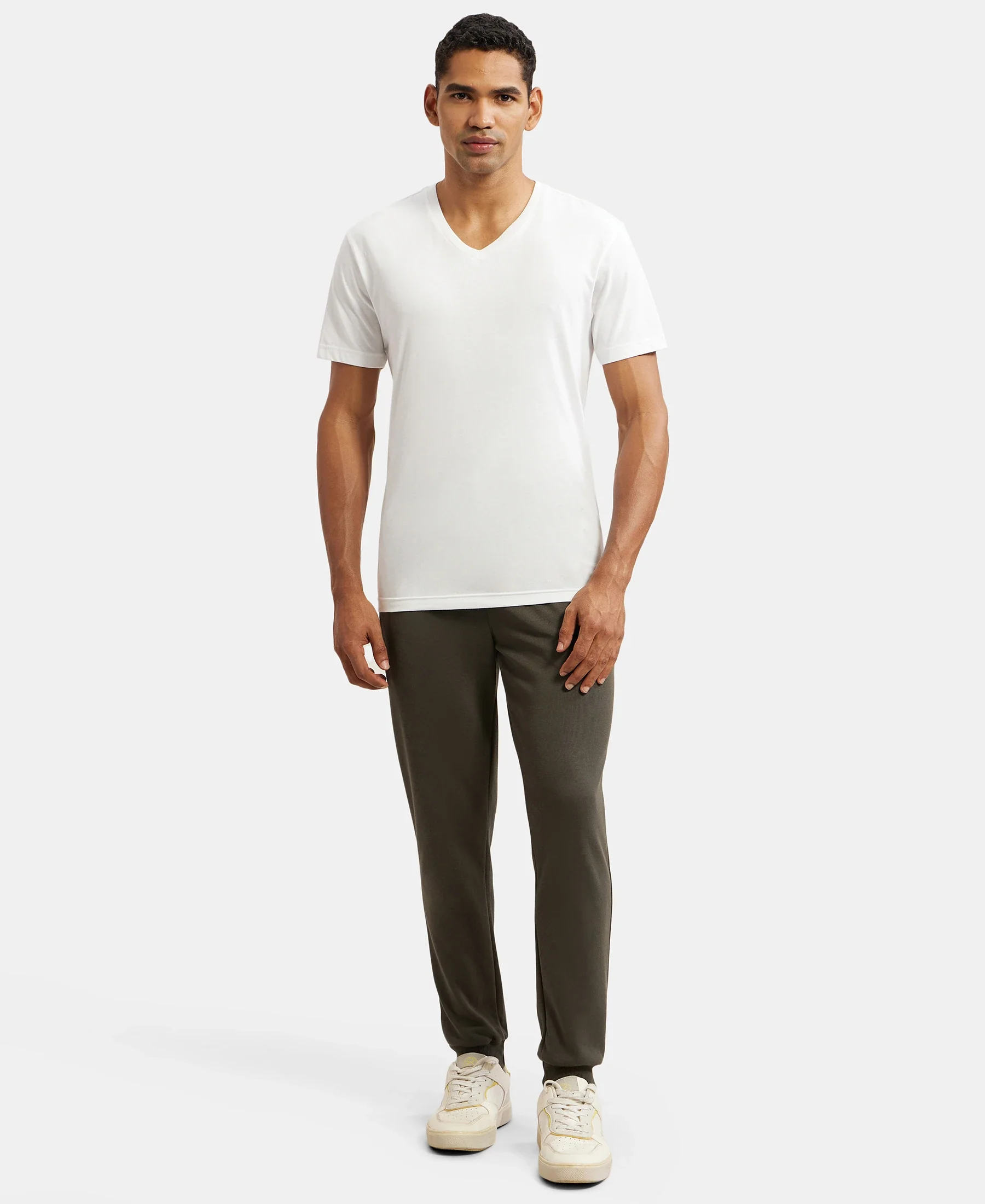 Super Combed Cotton Rich Pique Slim Fit Jogger with Zipper Pockets - Deep Olive - Image 4