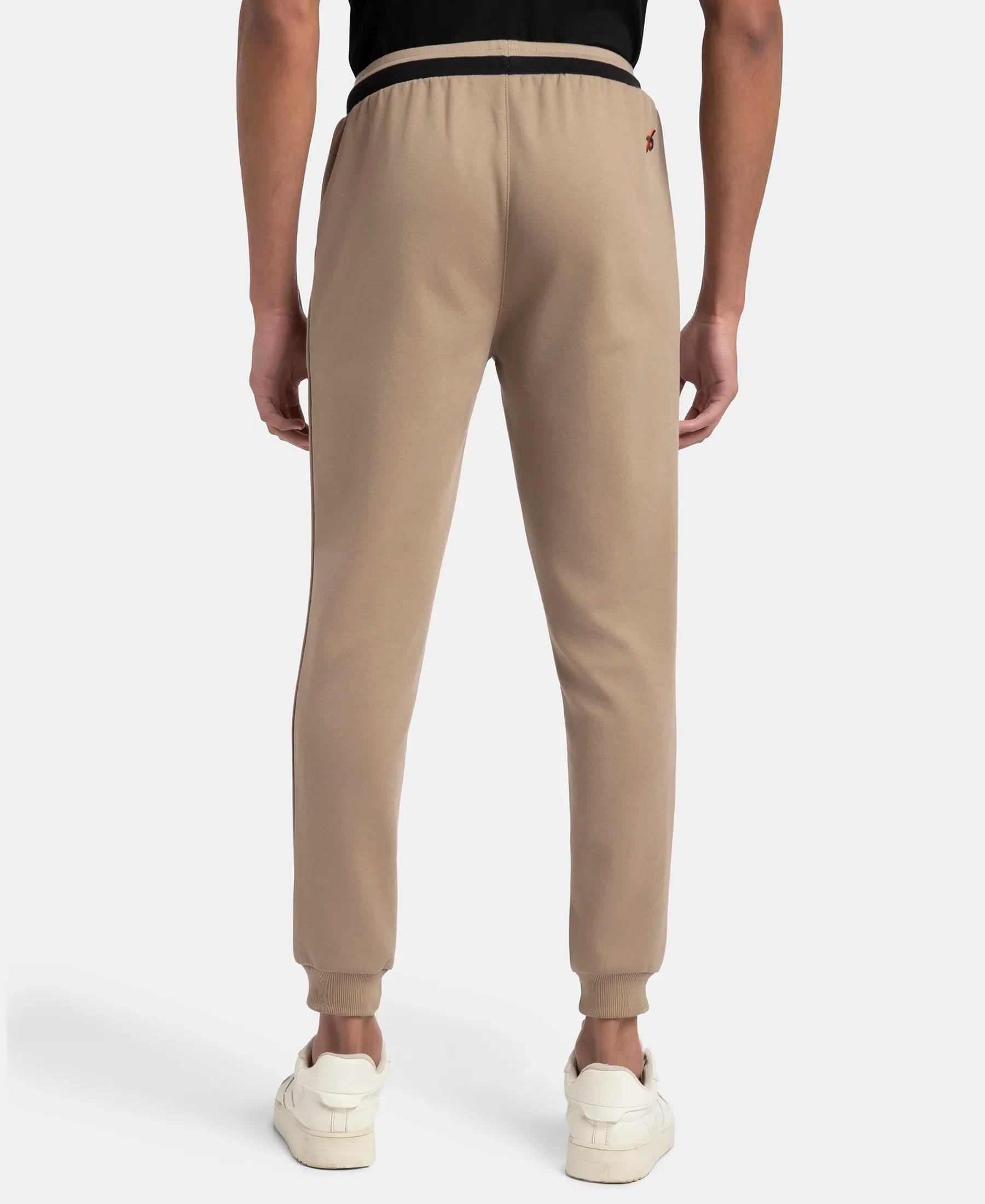 Super Combed Cotton Rich Pique Slim Fit Jogger with Zipper Pockets - Desert Taupe - Image 3