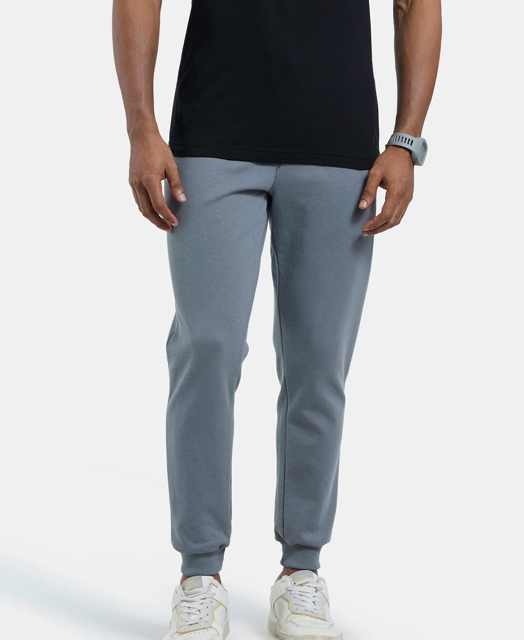 Super Combed Cotton Rich Pique Slim Fit Jogger with Zipper Pockets - Performance Grey - Image 5
