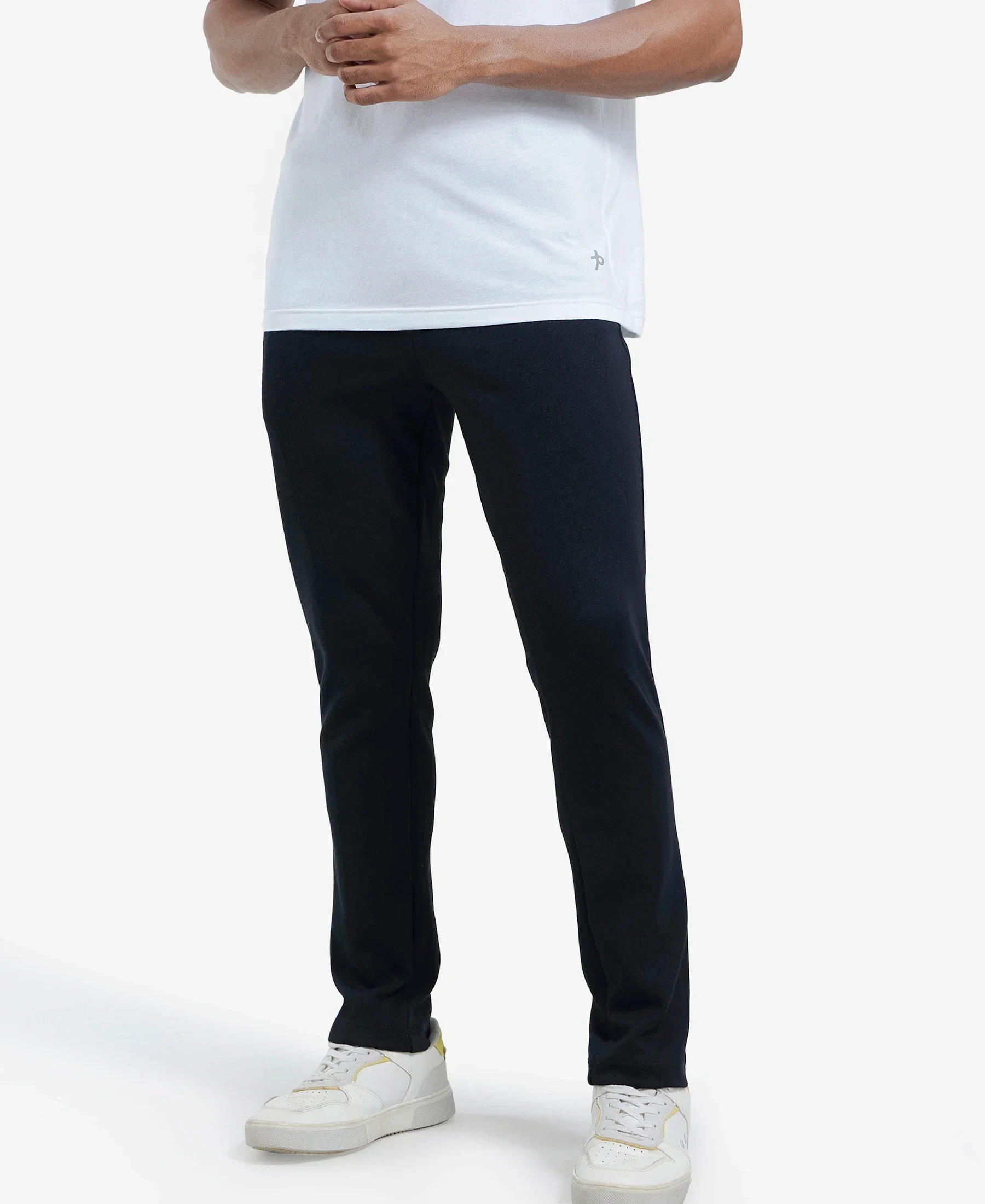 Super Combed Cotton Rich Pique Slim Fit Trackpant with Side Zipper Pockets - Black - Image 5
