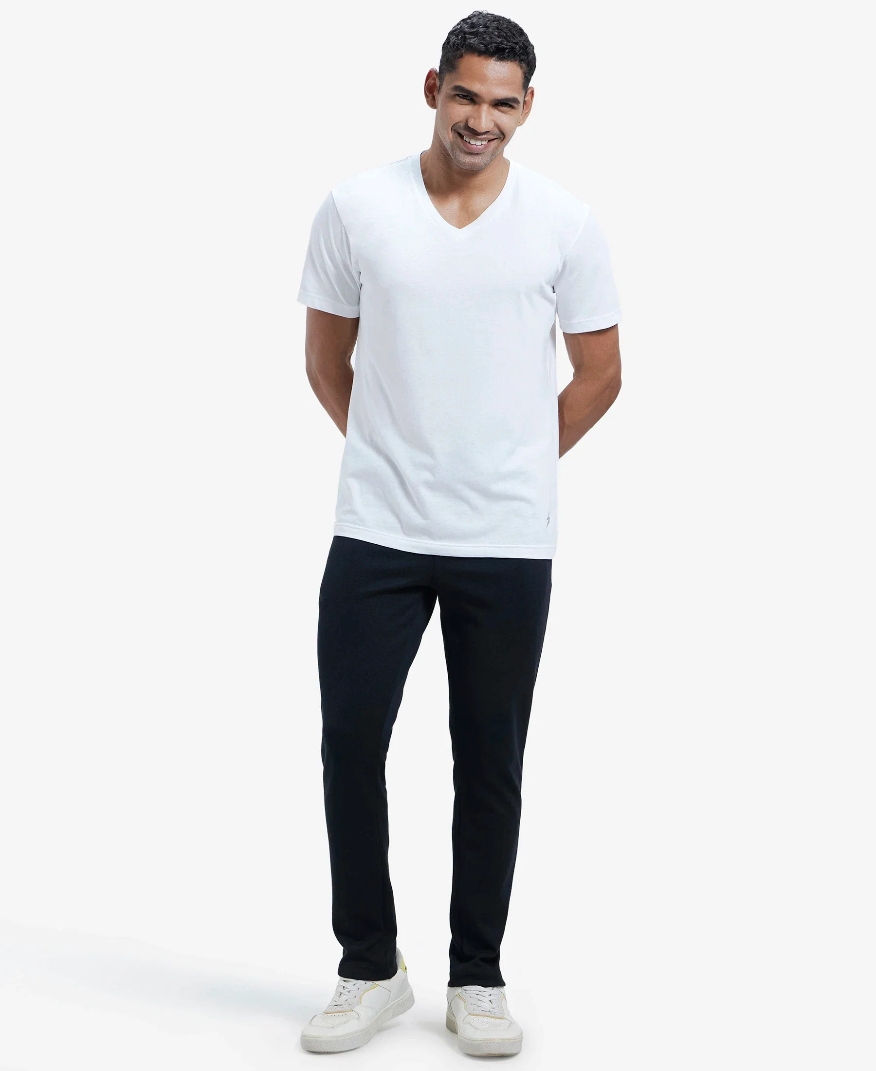 Super Combed Cotton Rich Pique Slim Fit Trackpant with Side Zipper Pockets - Black - Image 6