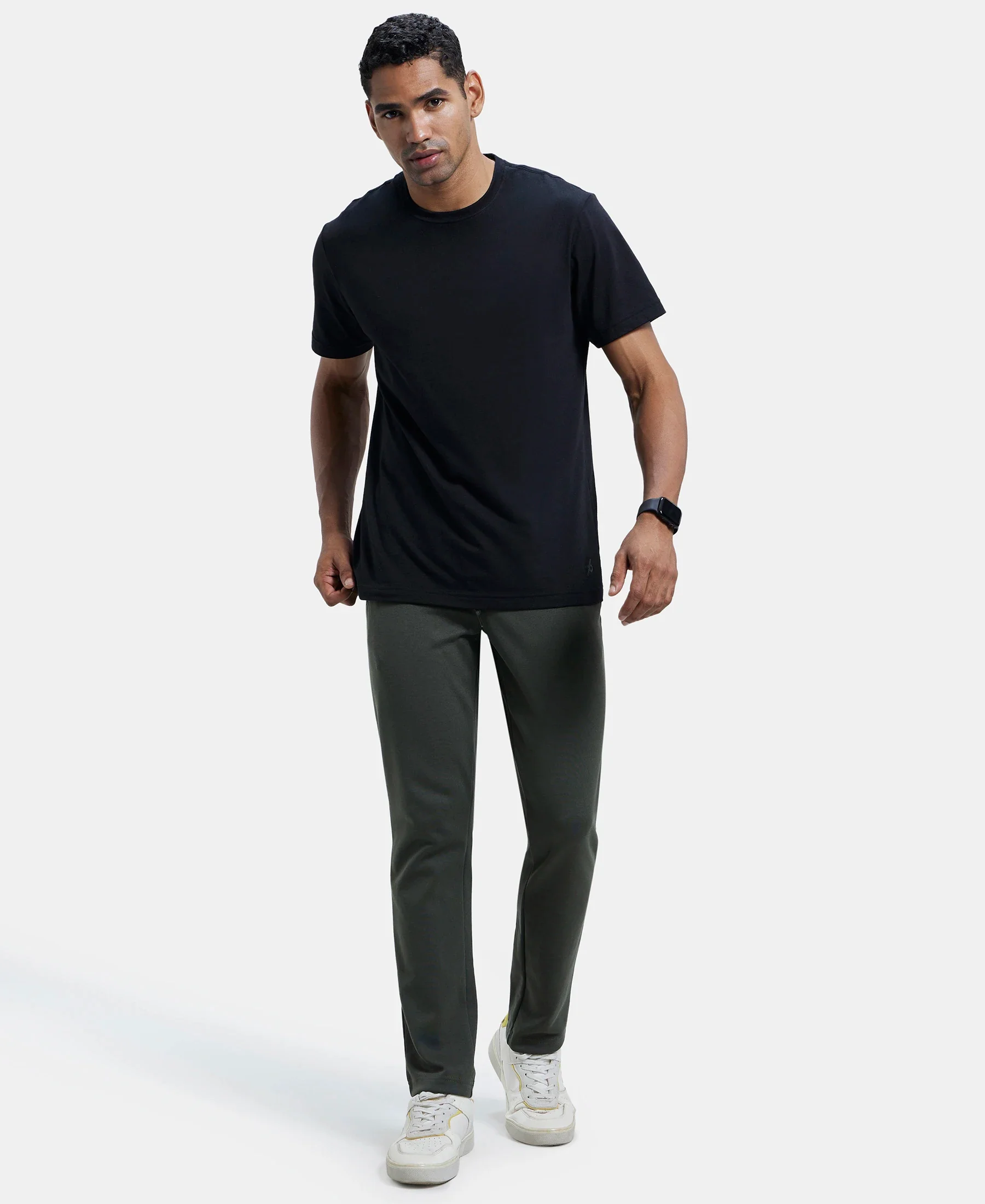 Super Combed Cotton Rich Pique Slim Fit Trackpant with Side Zipper Pockets - Deep Olive - Image 6