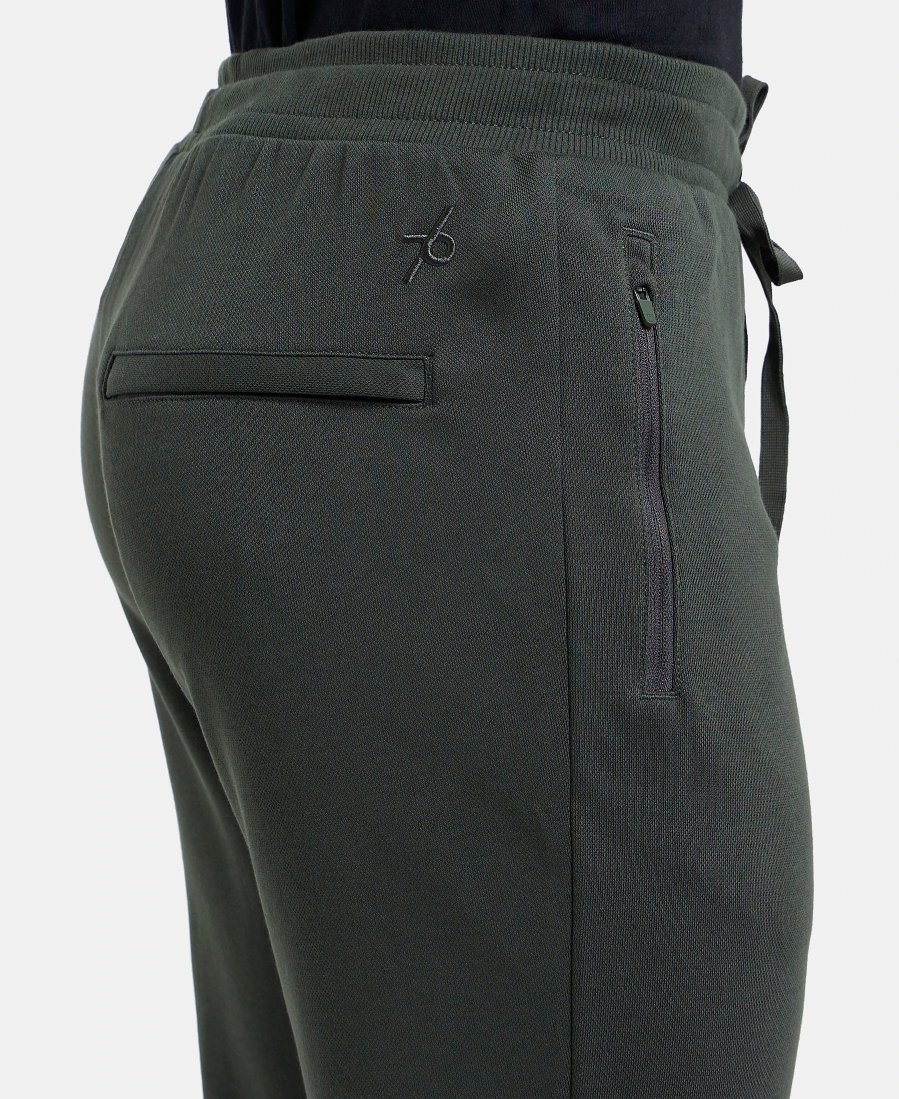 Super Combed Cotton Rich Pique Slim Fit Trackpant with Side Zipper Pockets - Deep Olive - Image 7