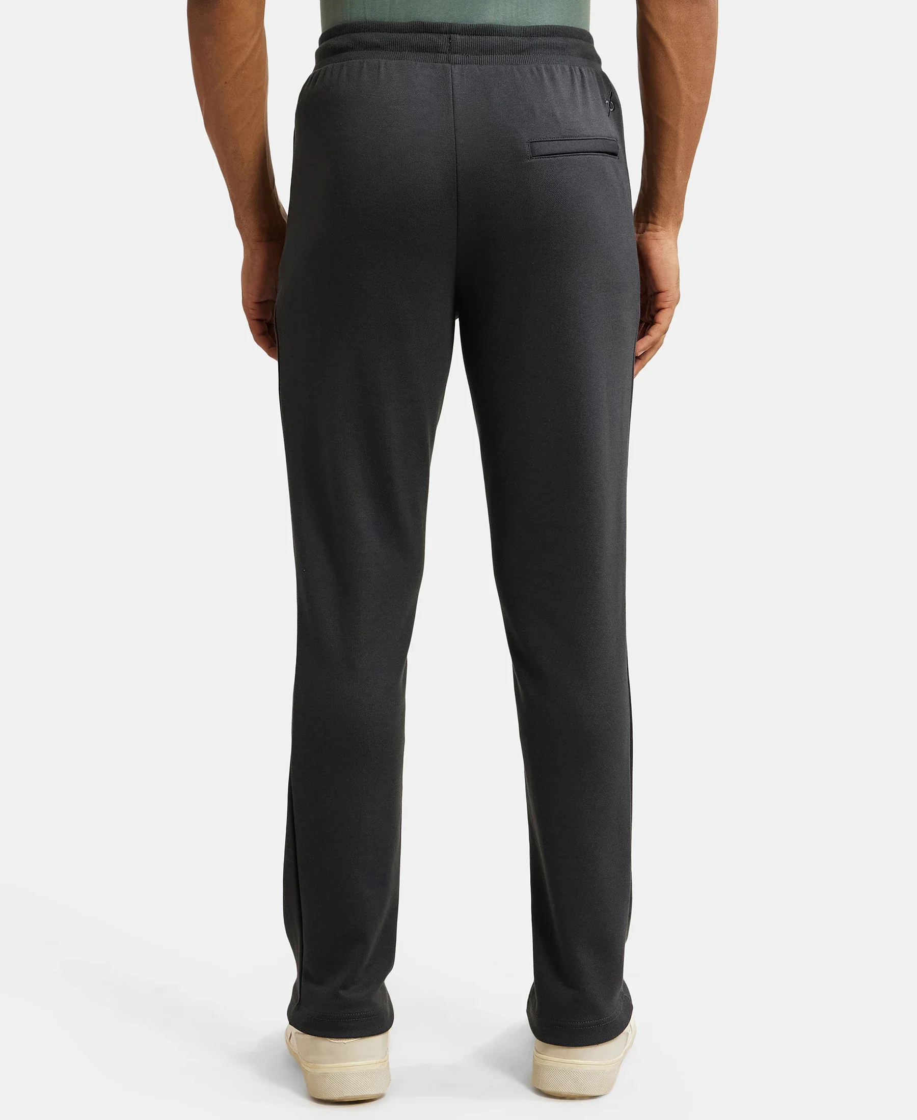 Super Combed Cotton Rich Pique Slim Fit Trackpant with Side Zipper Pockets - Graphite - Image 3