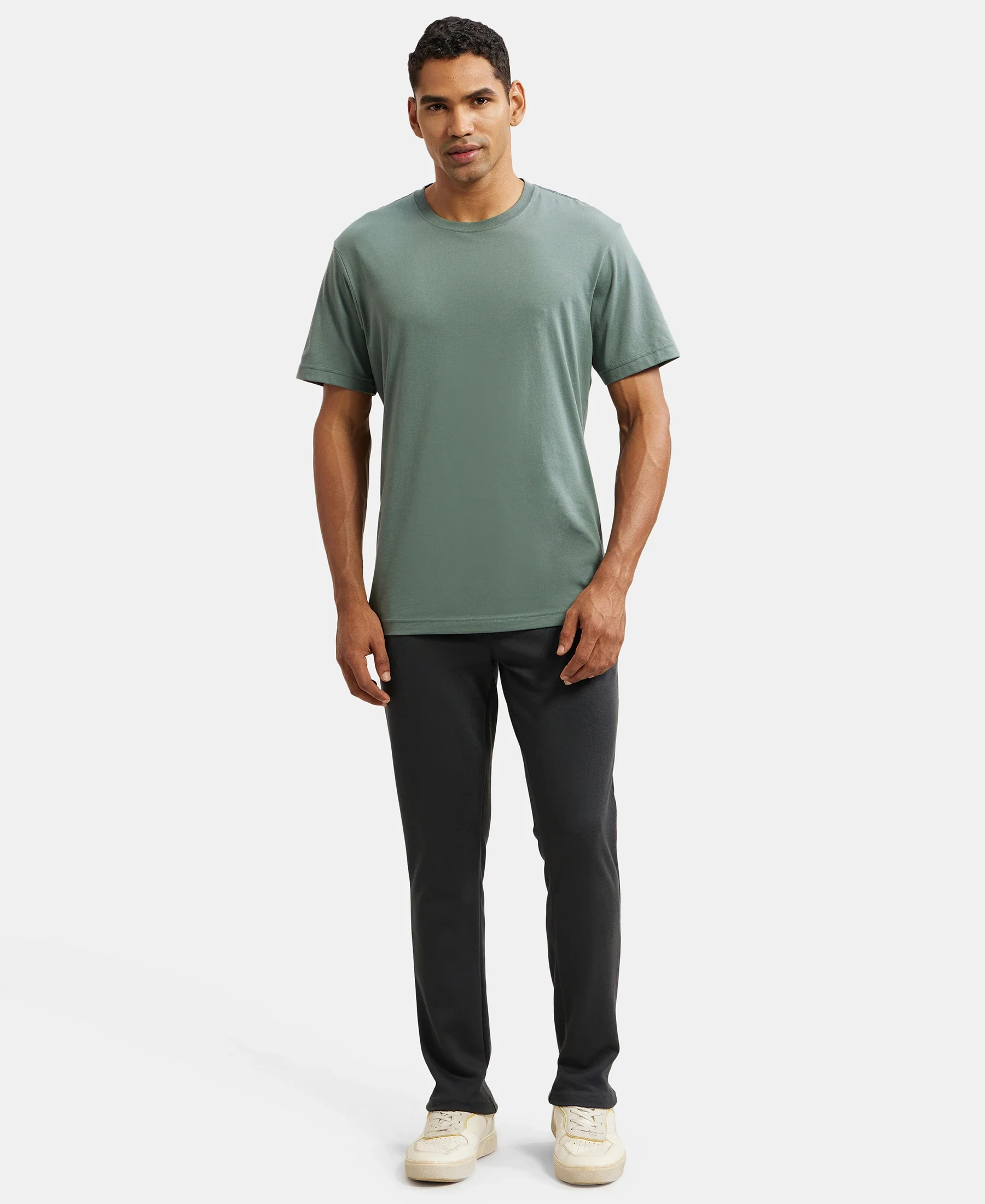 Super Combed Cotton Rich Pique Slim Fit Trackpant with Side Zipper Pockets - Graphite - Image 4