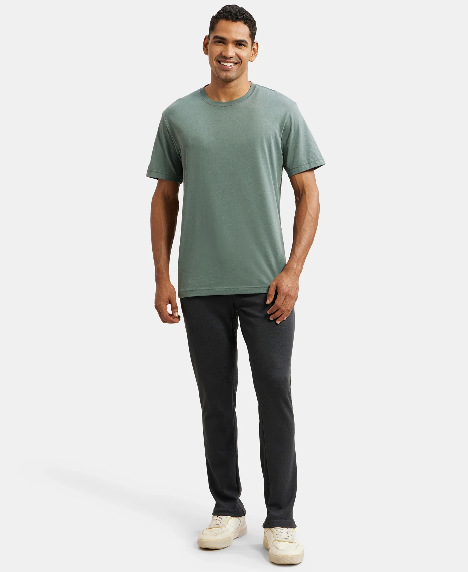 Super Combed Cotton Rich Pique Slim Fit Trackpant with Side Zipper Pockets - Graphite - Image 6