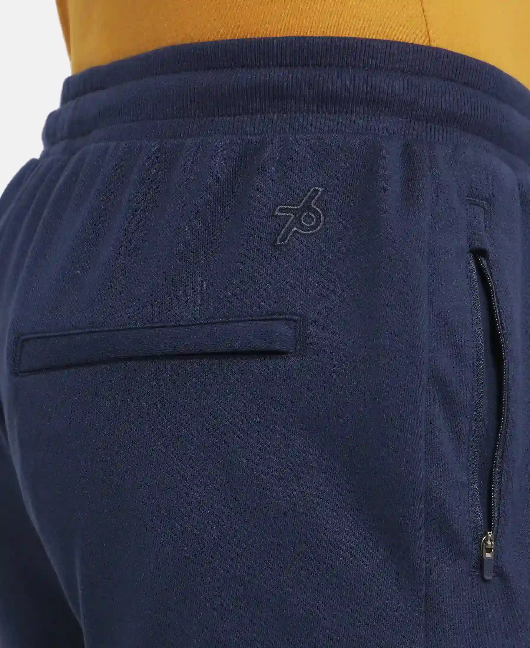 Super Combed Cotton Rich Pique Slim Fit Trackpant with Side Zipper Pockets - Navy - Image 7