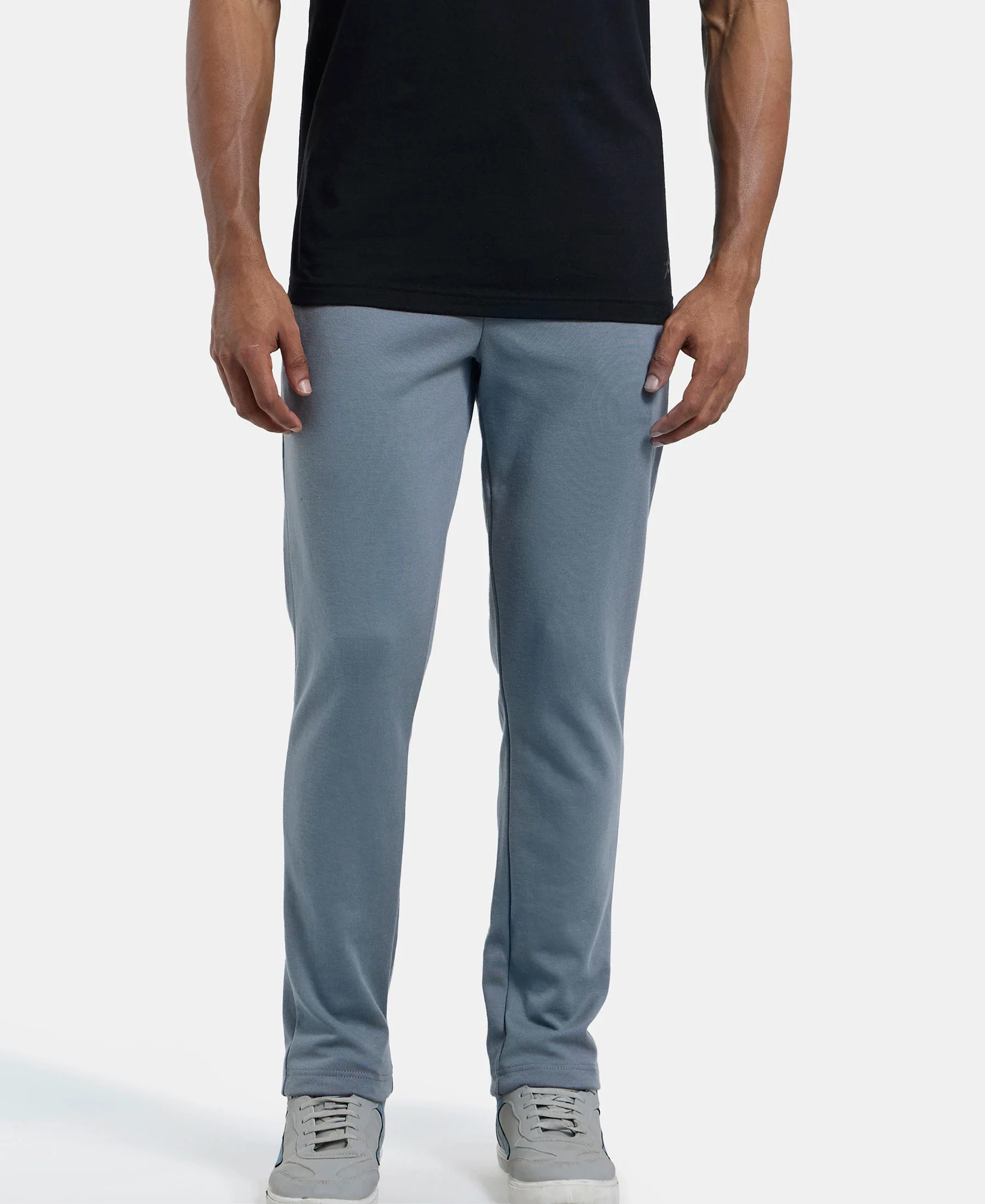 Super Combed Cotton Rich Pique Slim Fit Trackpant with Side Zipper Pockets - Performance Grey - Image 5