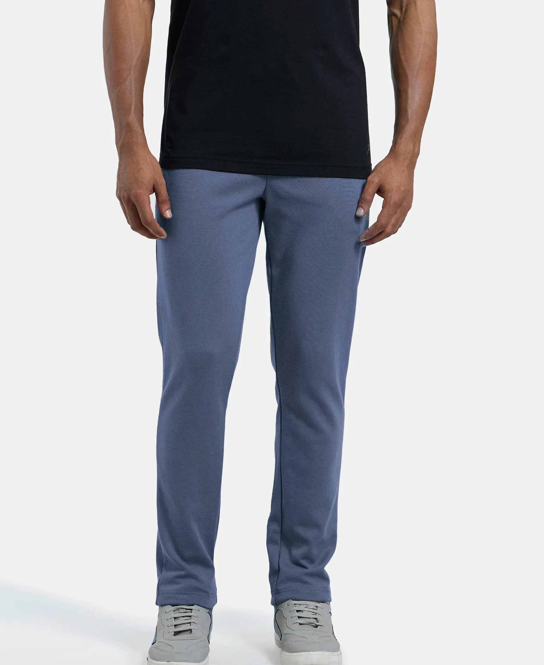 Super Combed Cotton Rich Pique Slim Fit Trackpant with Side Zipper Pockets - Vintage Indigo - Image 5