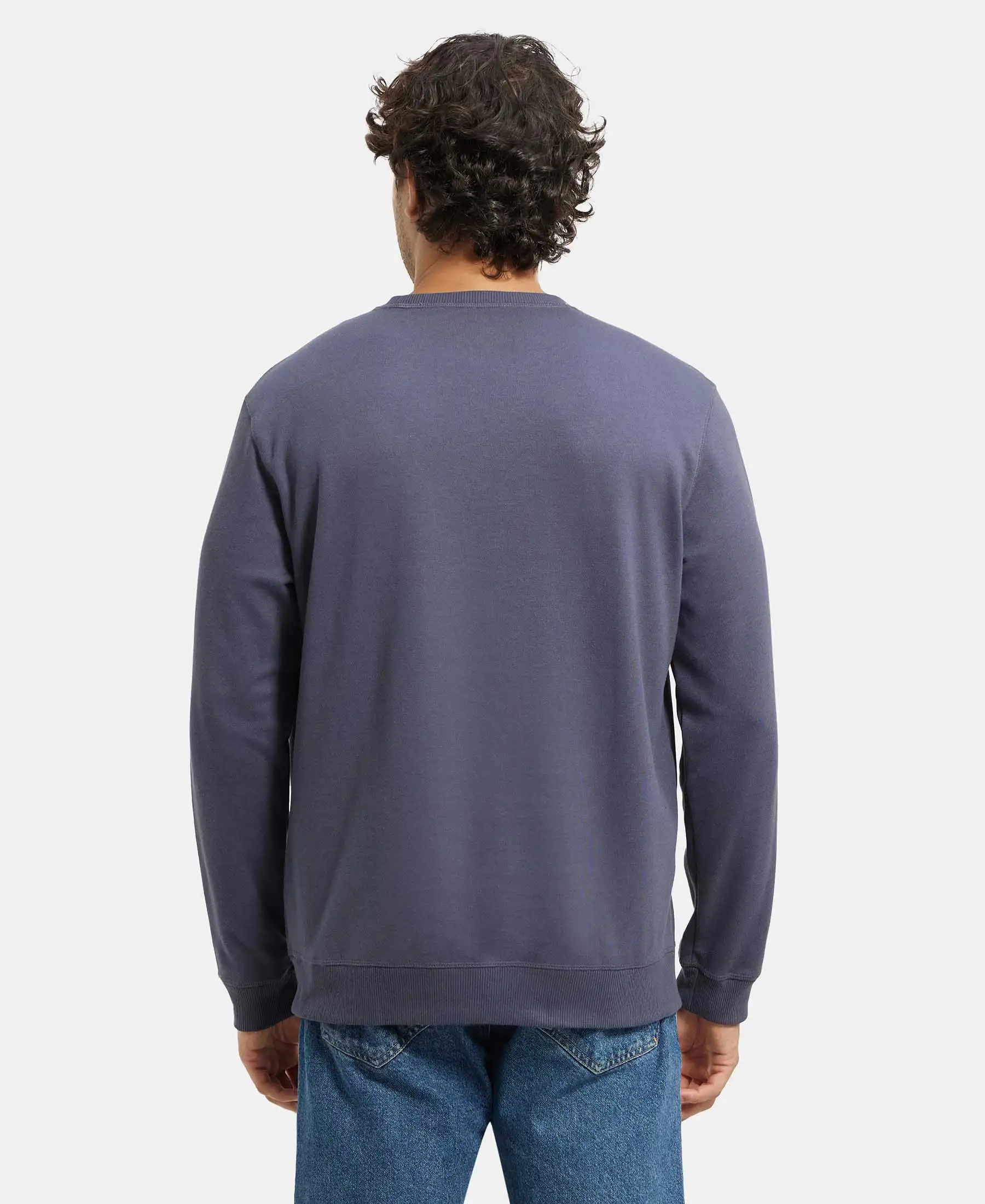 Super Combed Cotton Rich Pique Sweatshirt with Ribbed Cuffs - Odyssey grey - Image 3