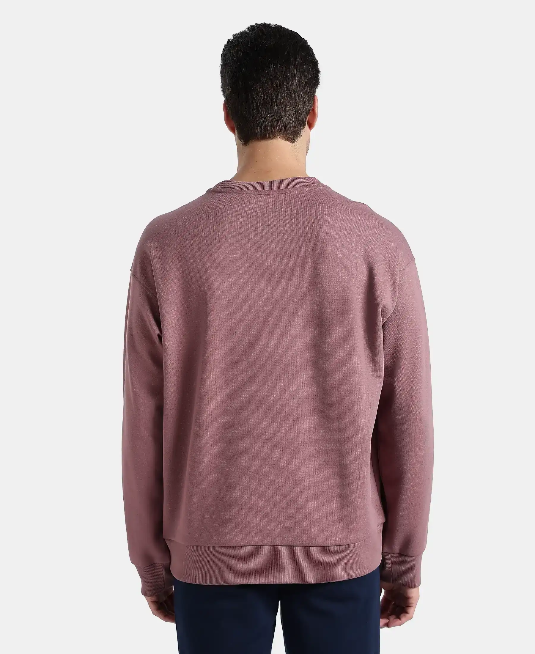 Super Combed Cotton Rich Pique Sweatshirt With Ribbed Cuffs - Rose Taupe - Image 3
