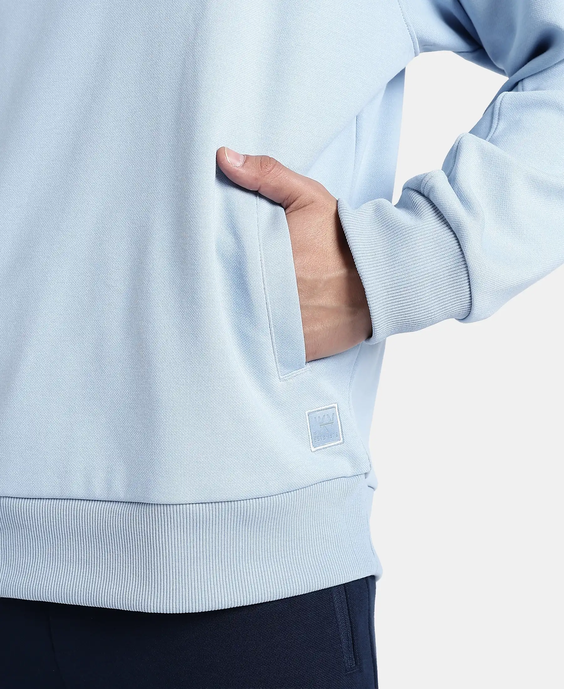 Super Combed Cotton Rich Pique Sweatshirt With Ribbed Cuffs - Soft Chambray - Image 8