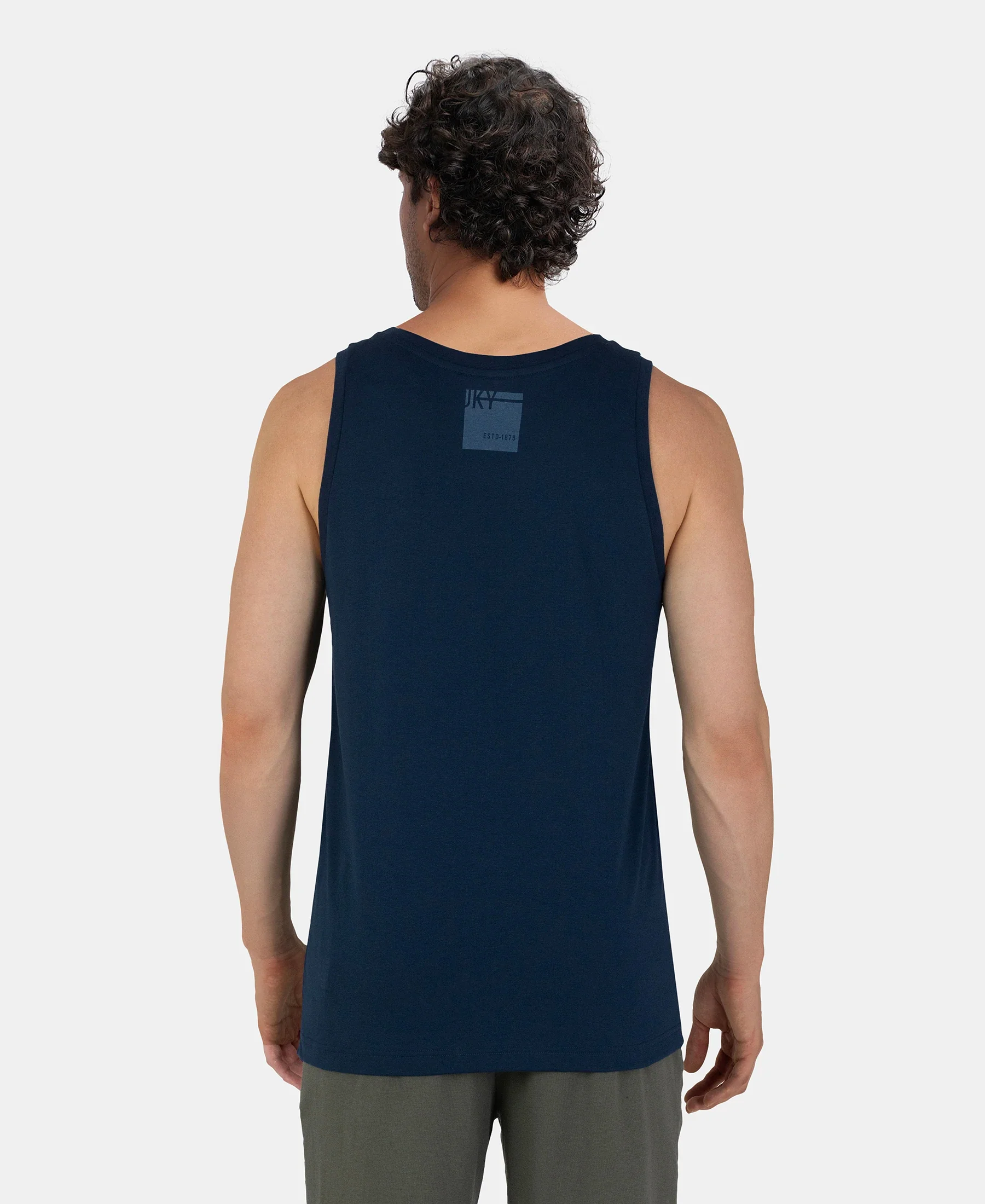 Super Combed Cotton Rich Graphic Printed Tank Top - Navy - Image 3