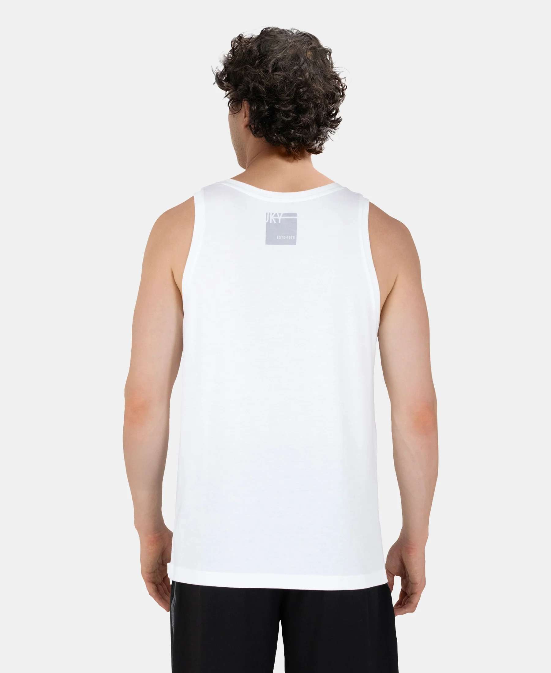 Super Combed Cotton Rich Graphic Printed Tank Top - White - Image 3