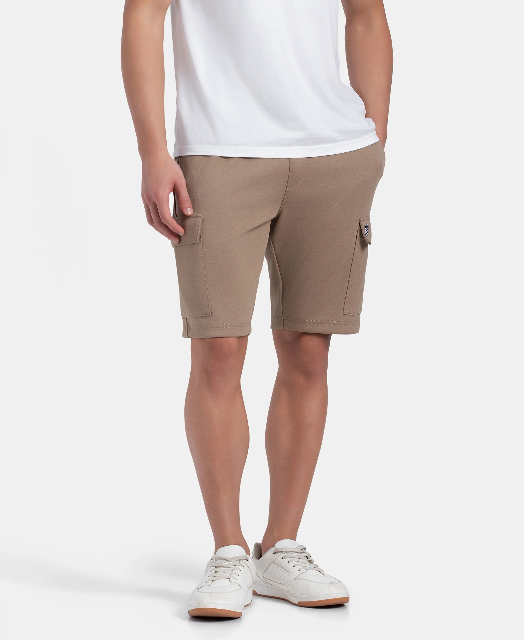 Super Combed Cotton Rich Regular Fit Cargo Pocket Shorts - Desert Taupe - Image 5