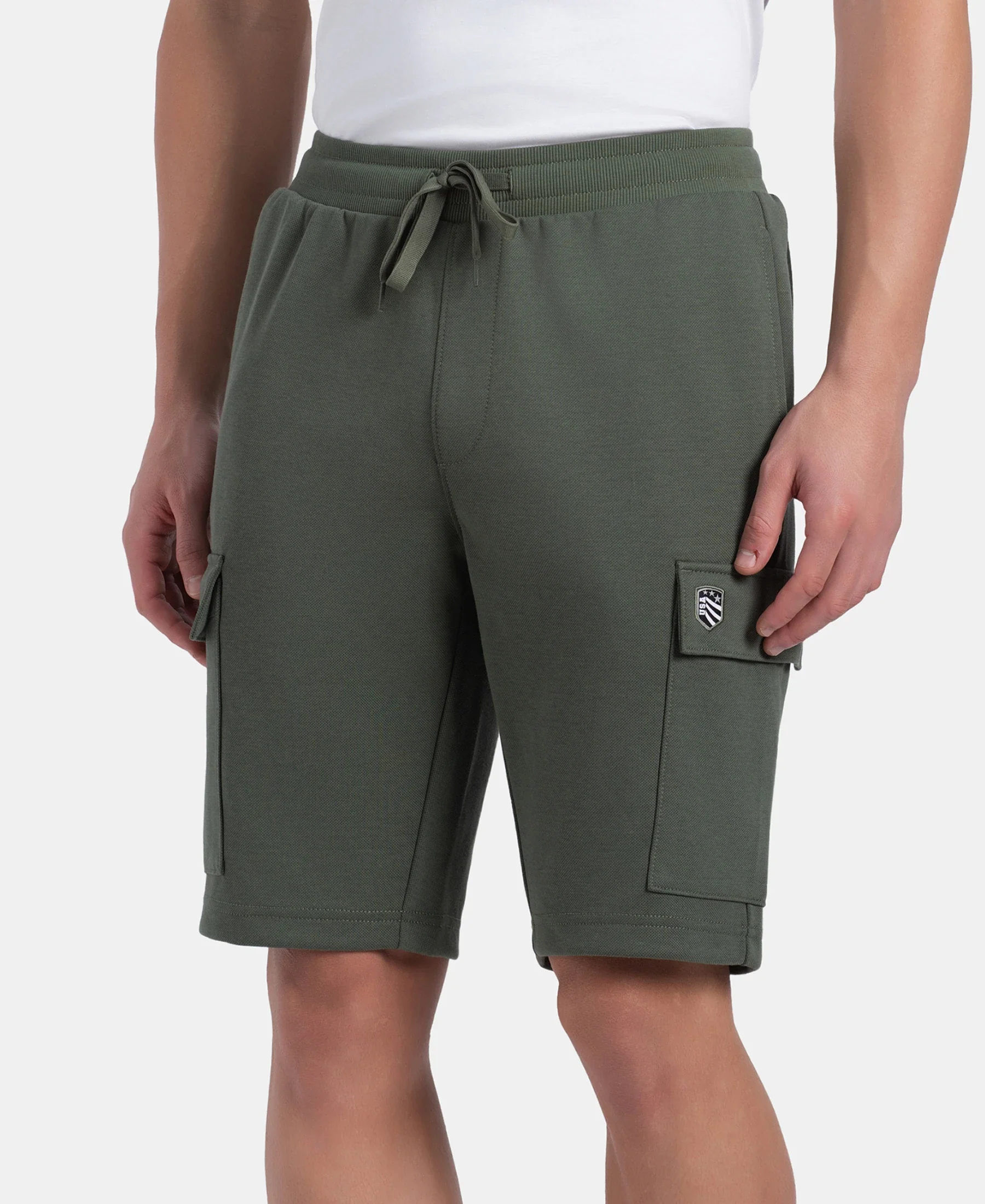 Super Combed Cotton Rich Regular Fit Cargo Pocket Shorts - Thyme - Image 2