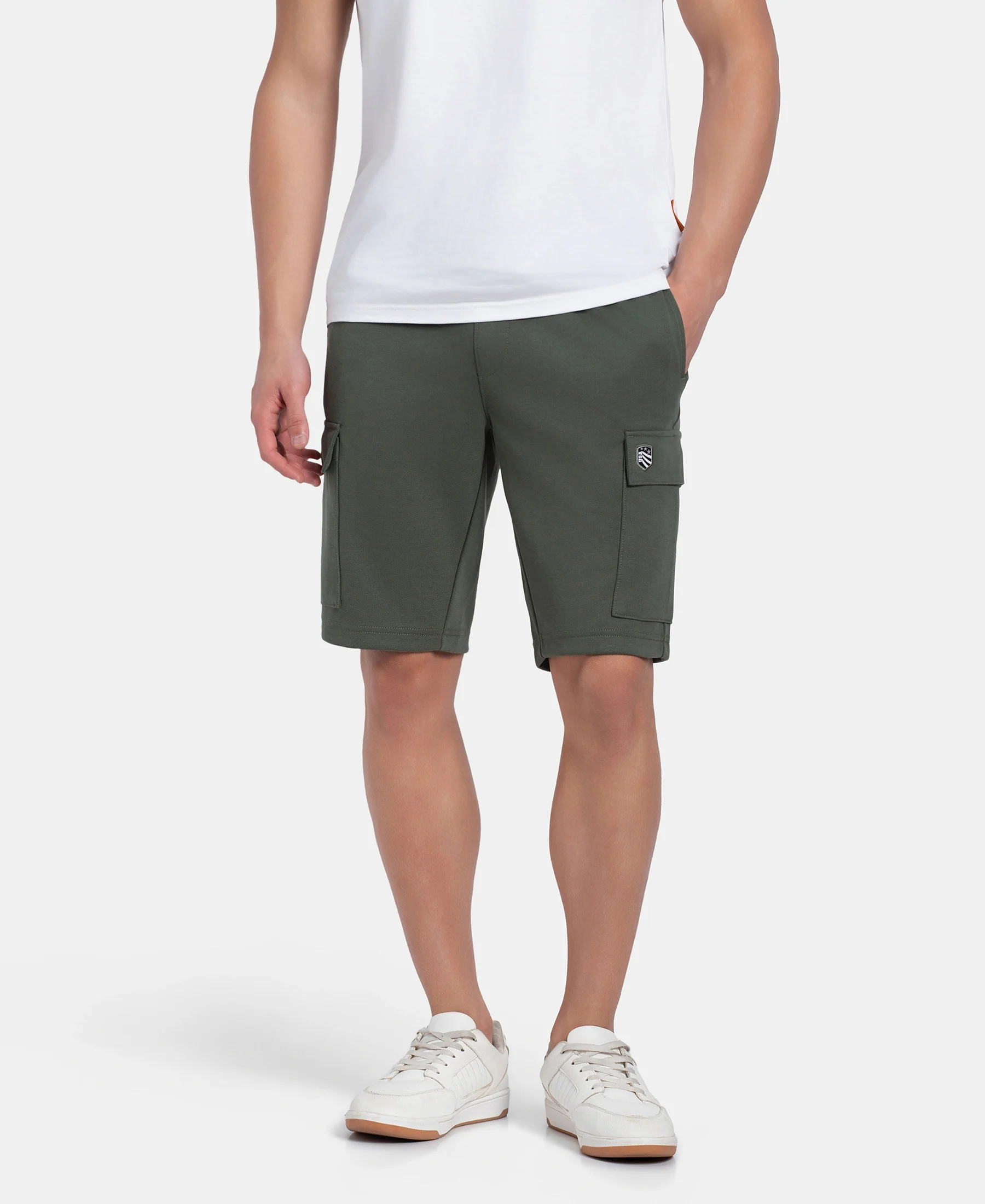 Super Combed Cotton Rich Regular Fit Cargo Pocket Shorts - Thyme - Image 5