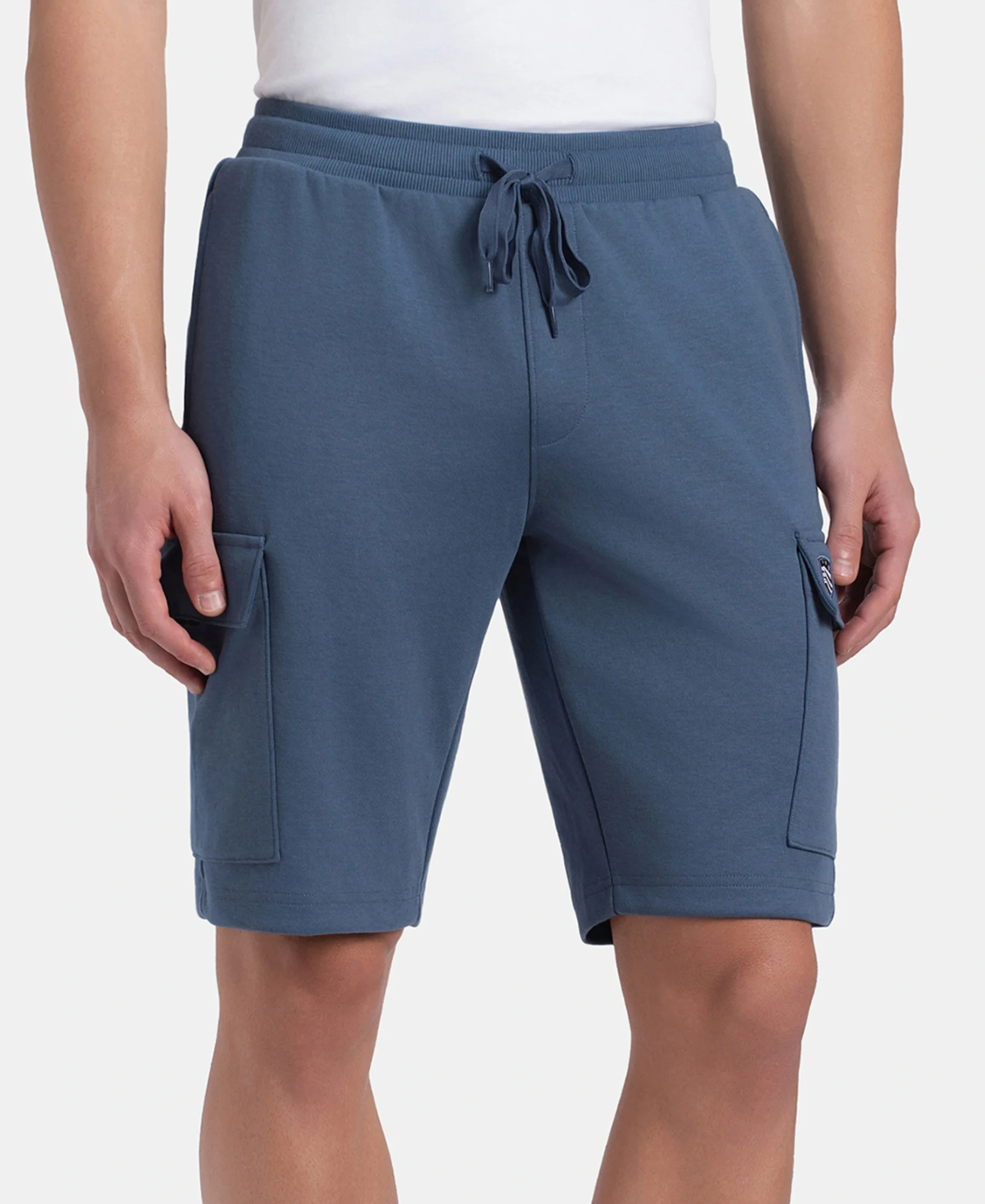 Super Combed Cotton Rich Regular Fit Cargo Pocket Shorts - Vintage Indigo - Image 2