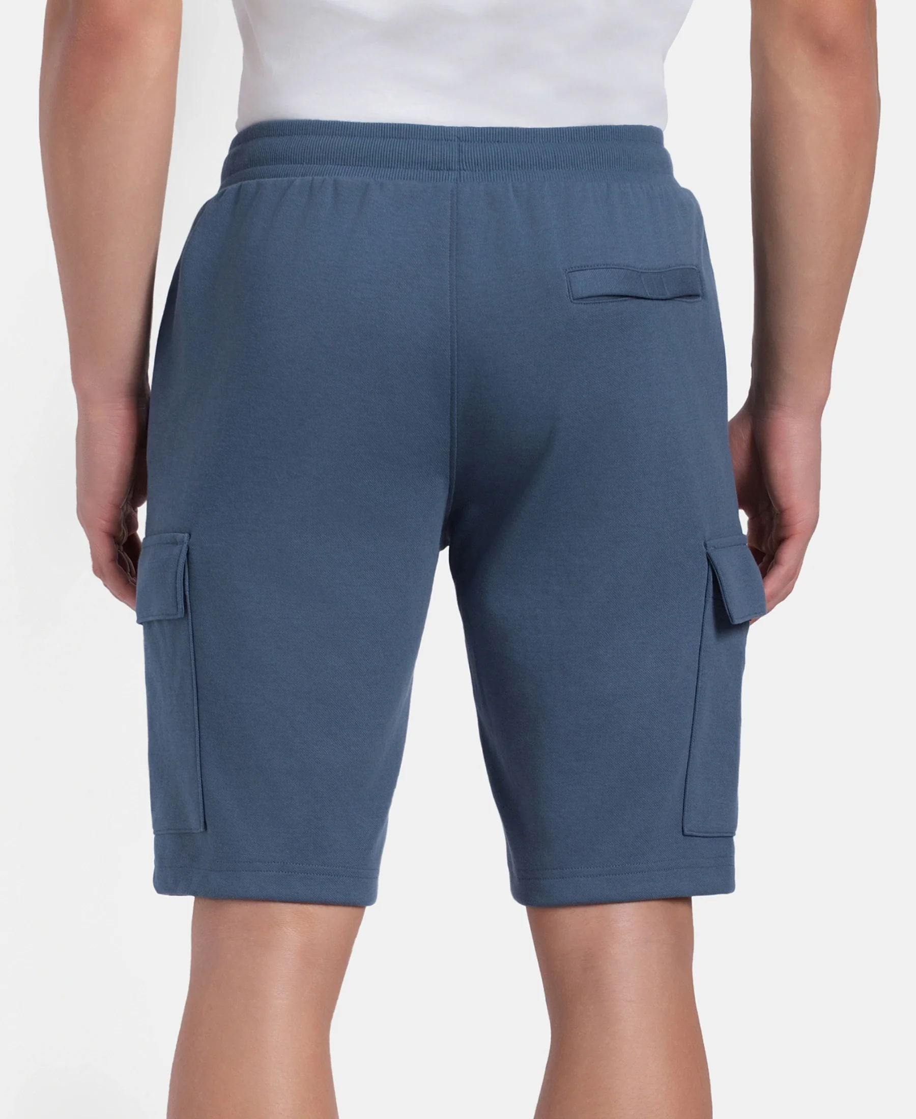 Super Combed Cotton Rich Regular Fit Cargo Pocket Shorts - Vintage Indigo - Image 3
