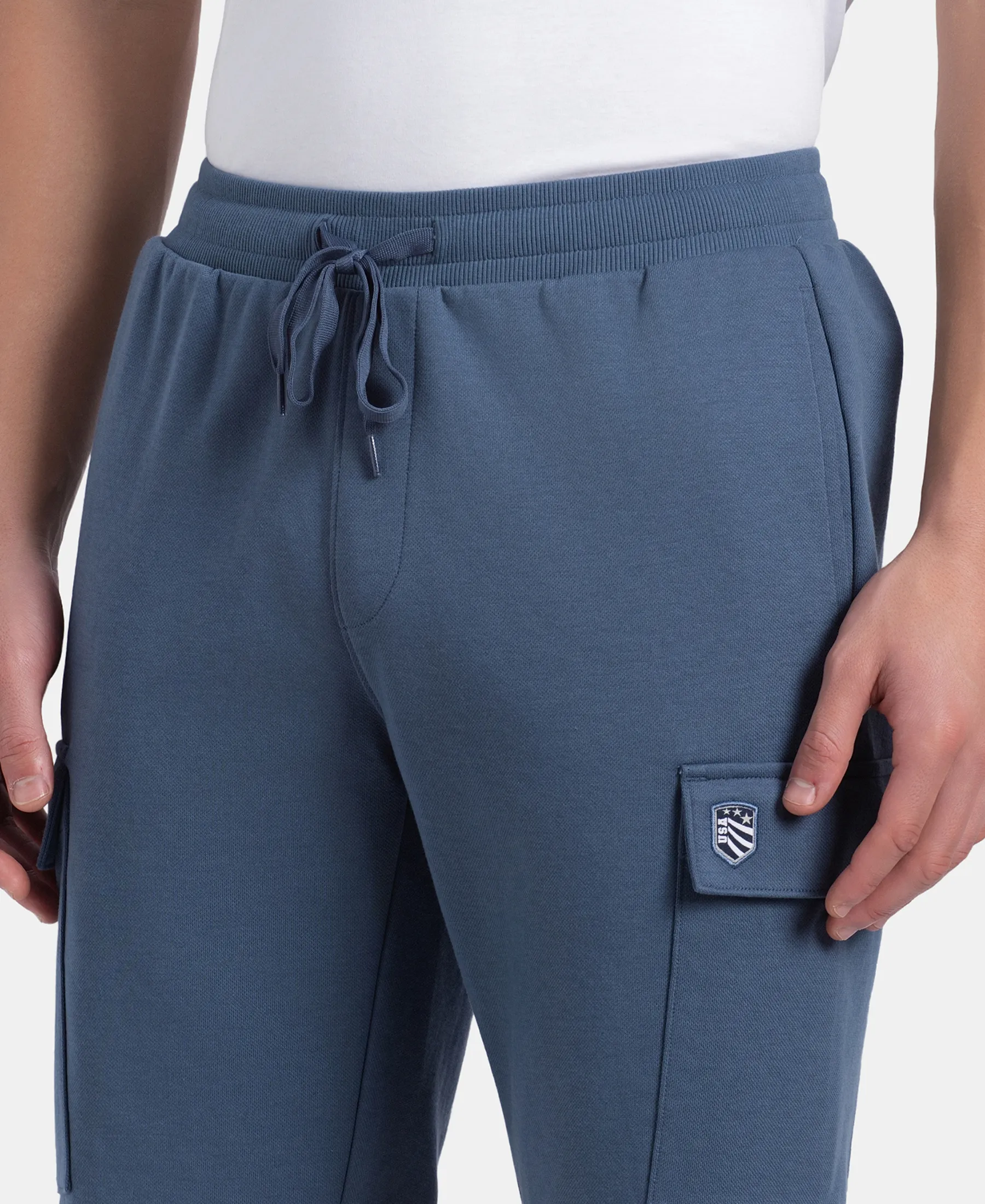 Super Combed Cotton Rich Regular Fit Cargo Pocket Shorts - Vintage Indigo - Image 7