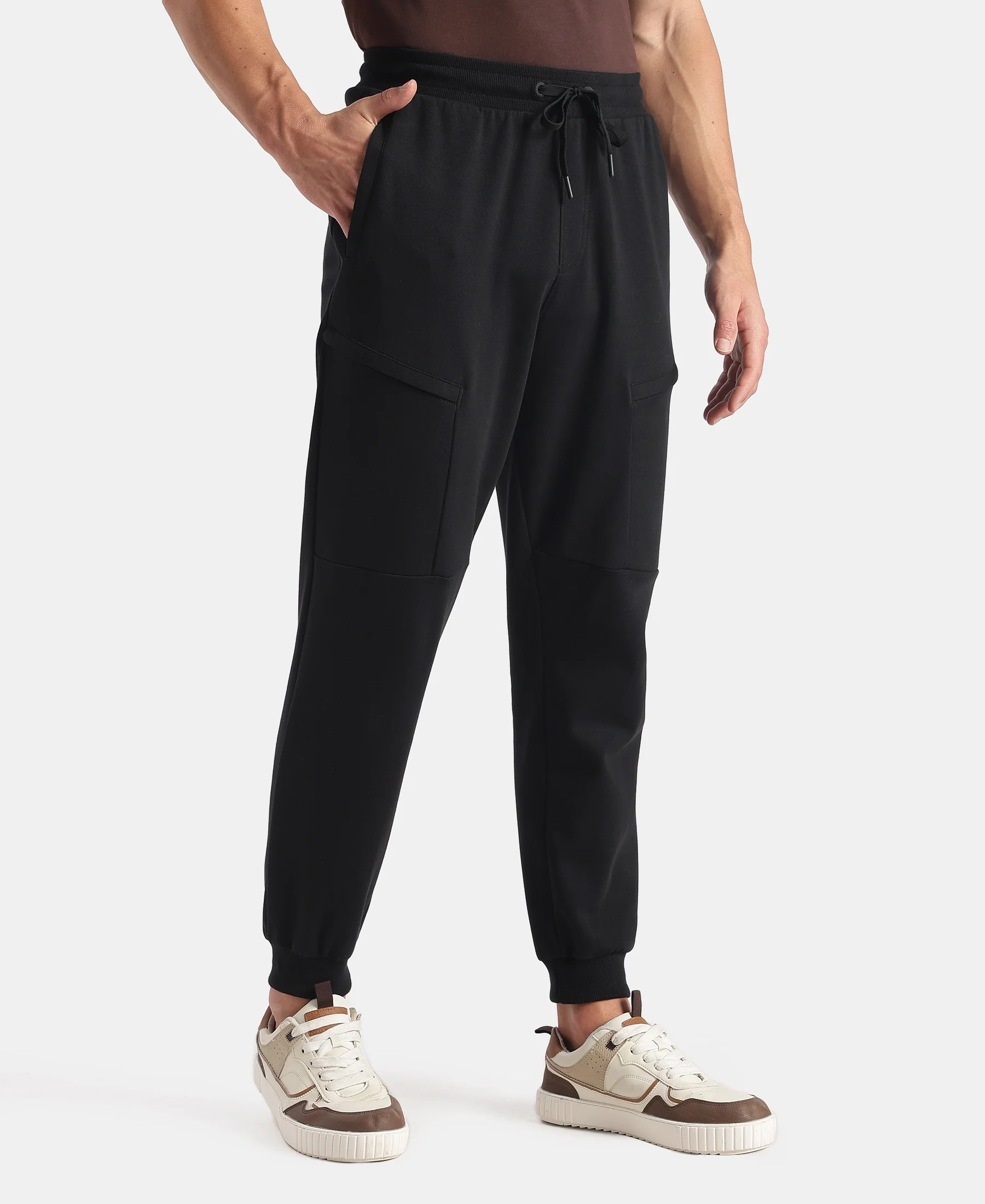 Super Combed Cotton Rich Regular Fit Jogger with Zipper Pockets - Black - Image 2