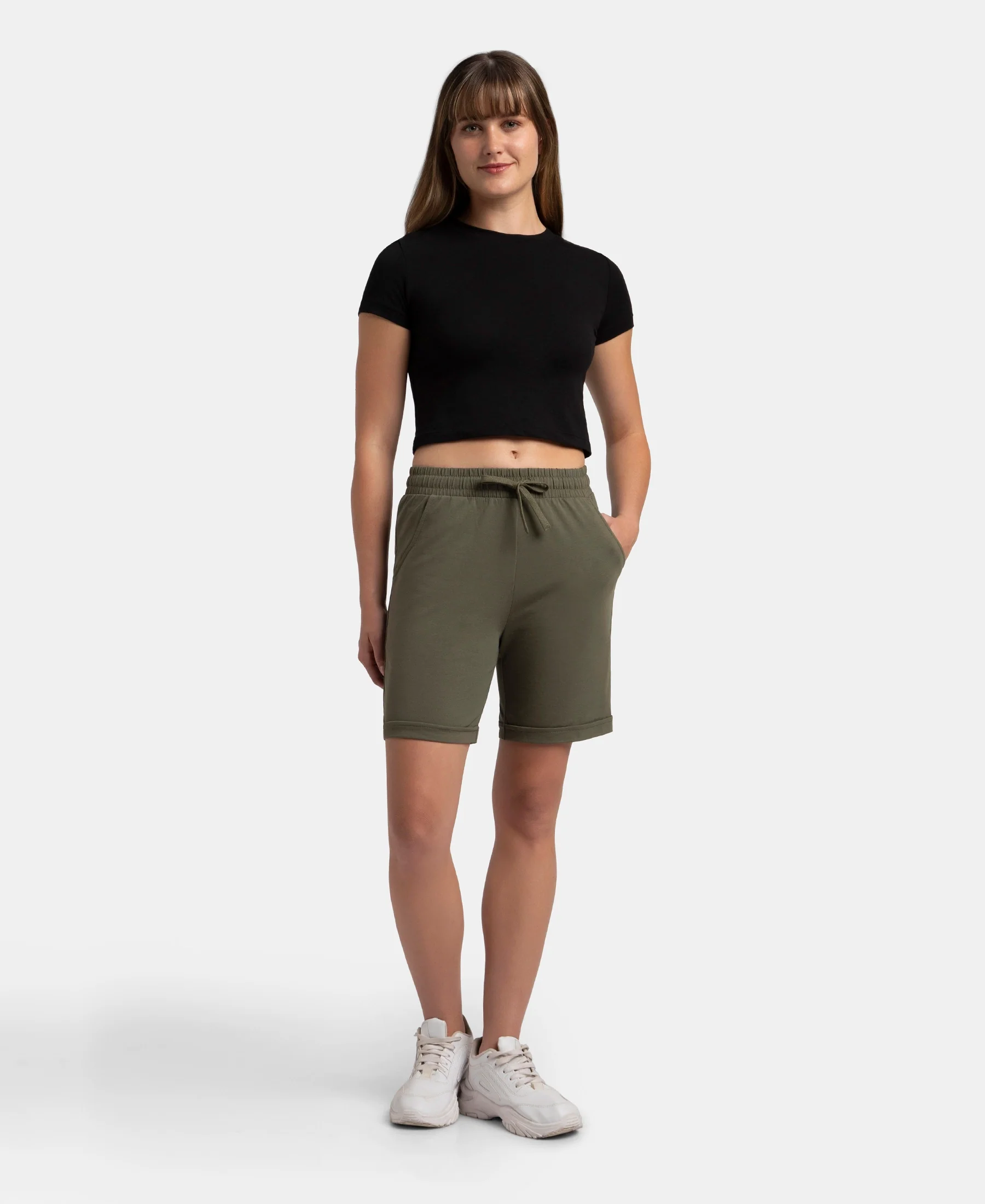 Super Combed Cotton Rich Regular Fit Shorts with Side Pockets - Beetle - Image 4