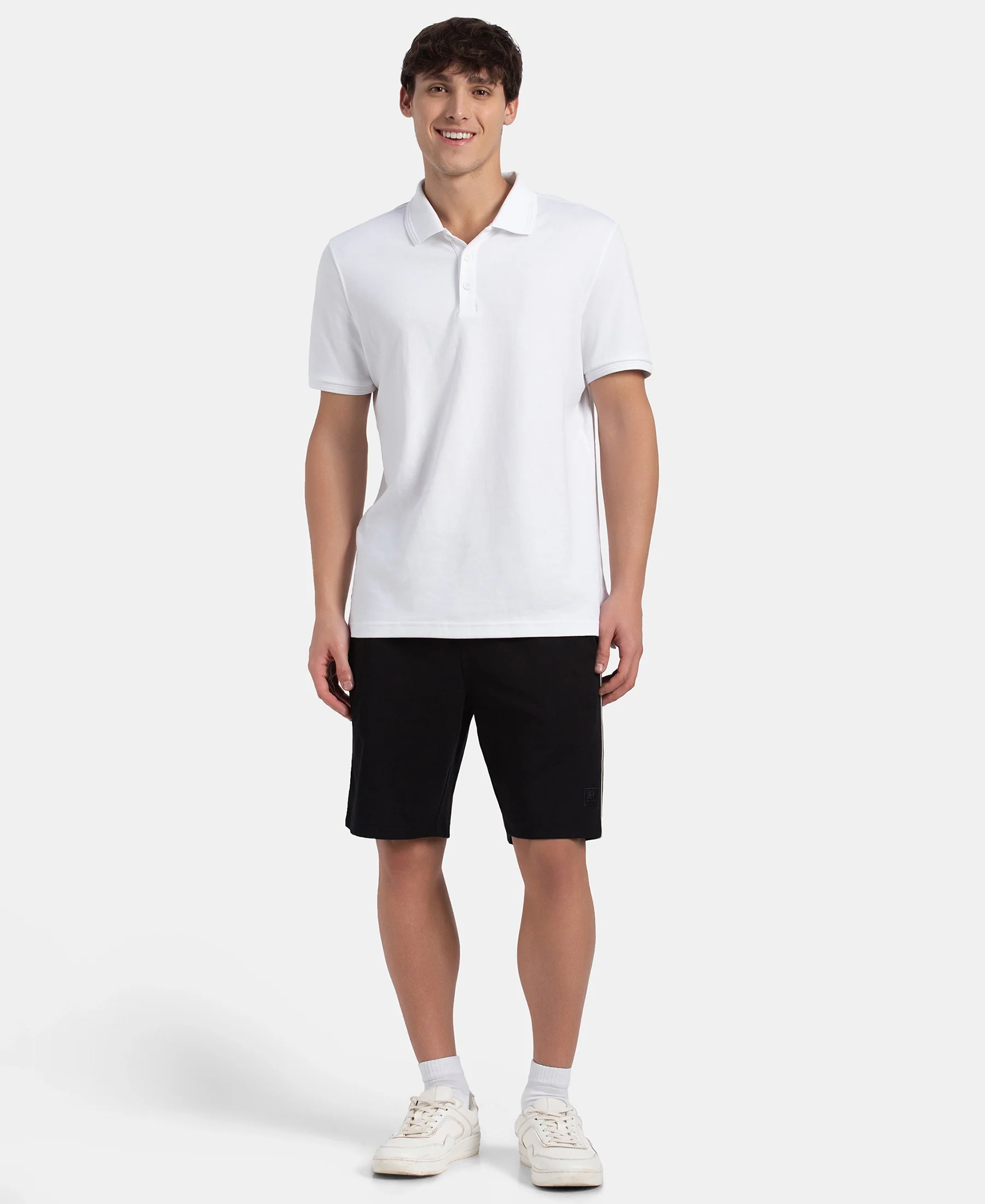Super Combed Cotton Rich Regular Fit Shorts with Side Pockets - Black - Image 6