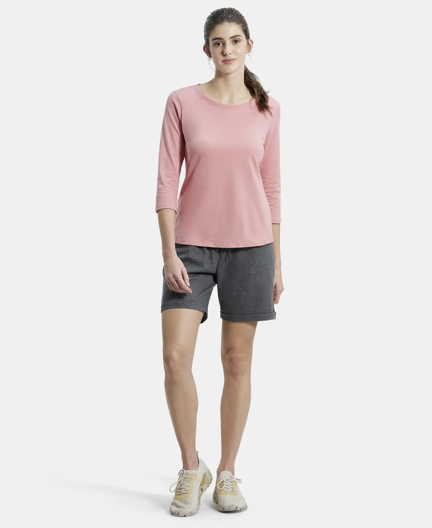 Super Combed Cotton Rich Regular Fit Shorts with Side Pockets - Charcoal Melange - Image 4