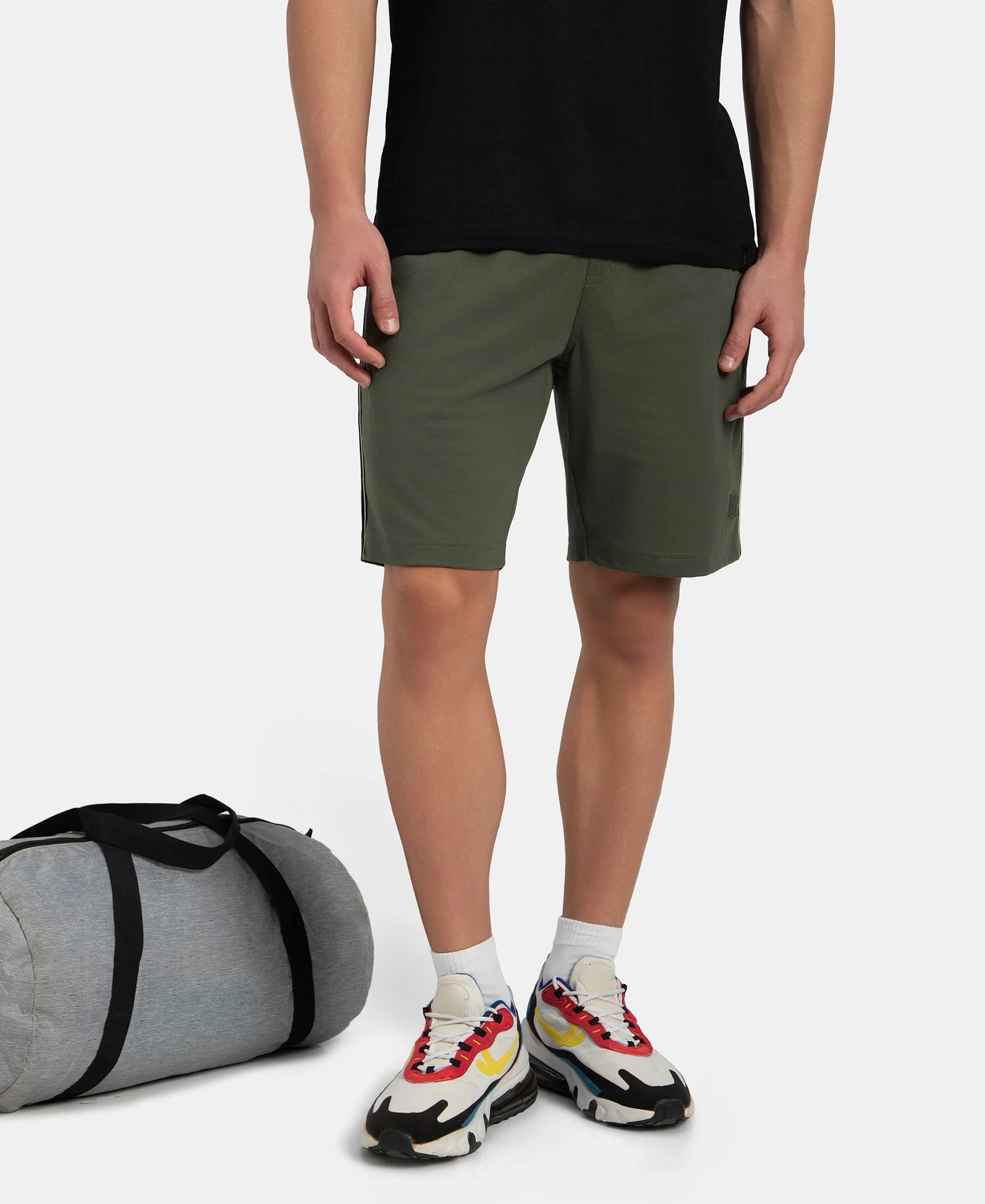 Super Combed Cotton Rich Regular Fit Shorts with Side Pockets - Thyme & Black Moonstruck - Image 5