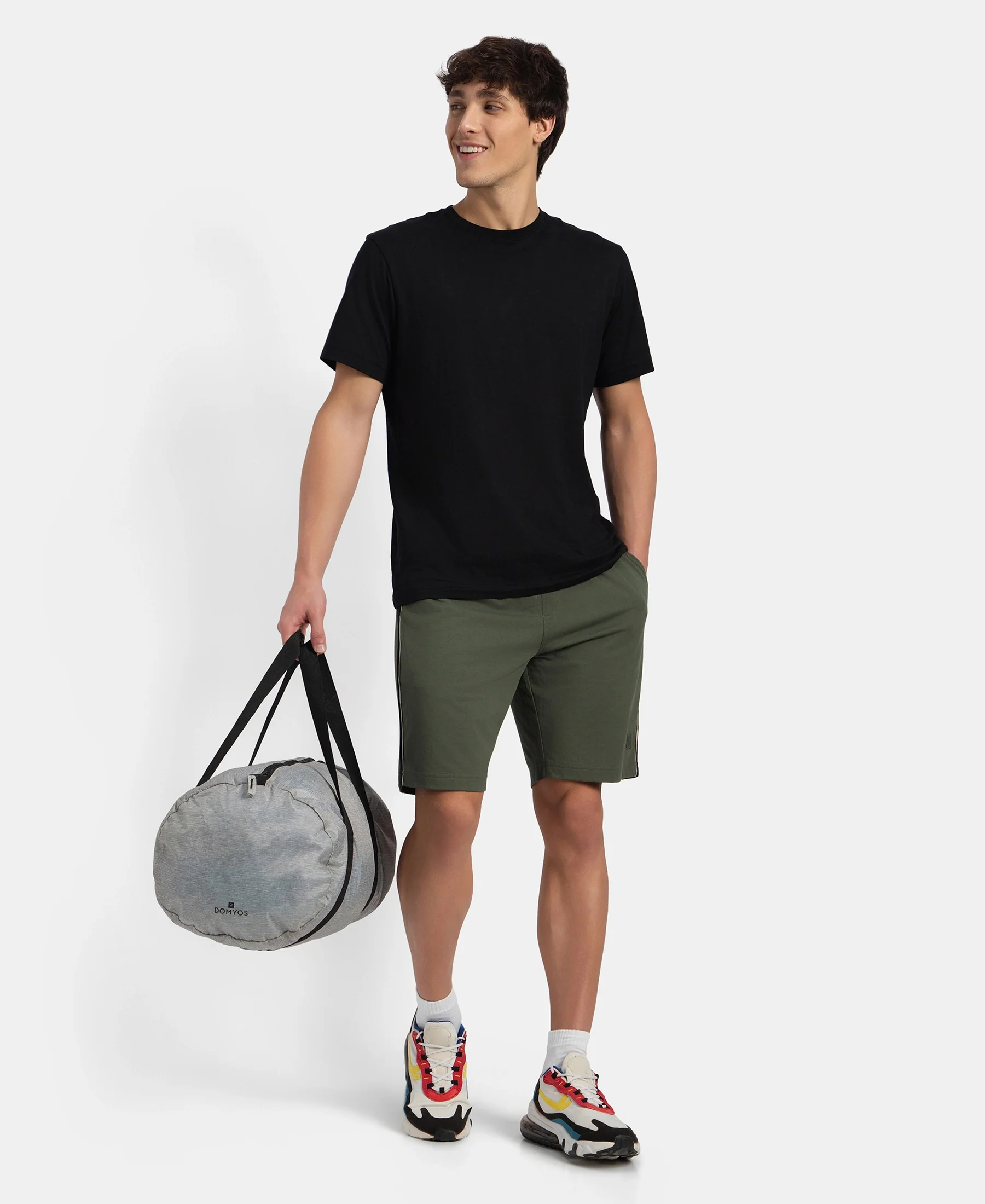 Super Combed Cotton Rich Regular Fit Shorts with Side Pockets - Thyme & Black Moonstruck - Image 6