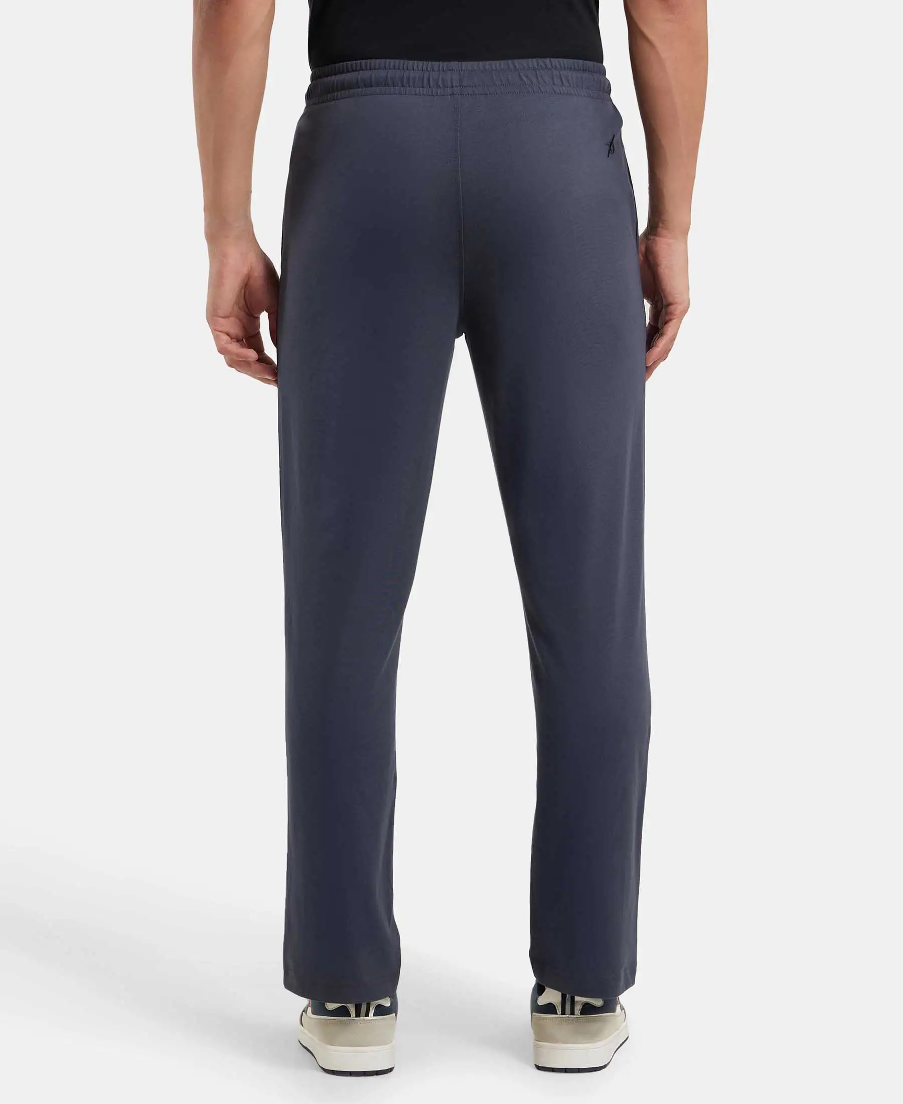 Super Combed Cotton Rich Regular Fit Trackpant with Side Pockets - Graphite & Black - Image 3