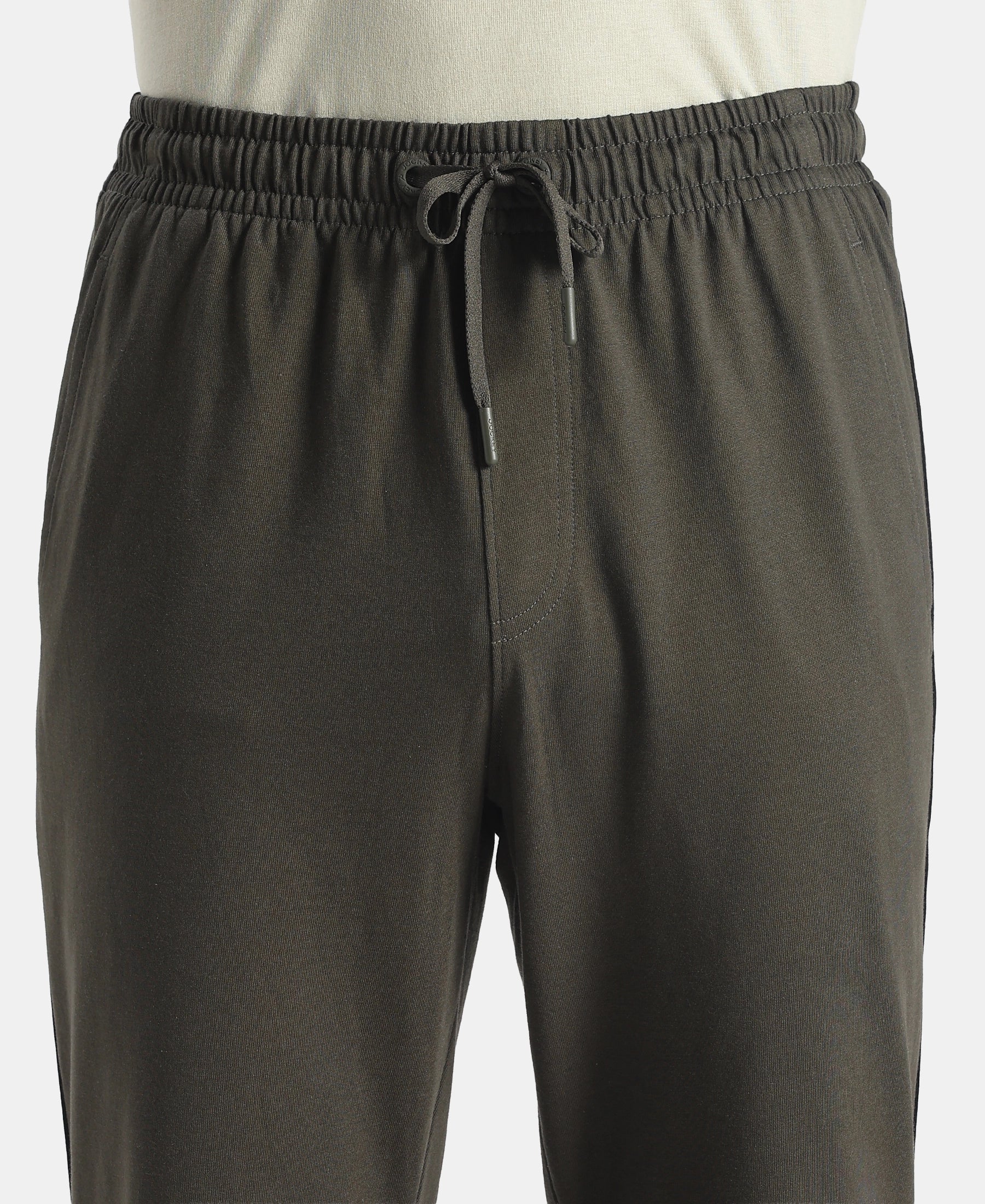 Super Combed Cotton Rich Regular Fit Trackpant with Side Pockets - Olive - Image 7