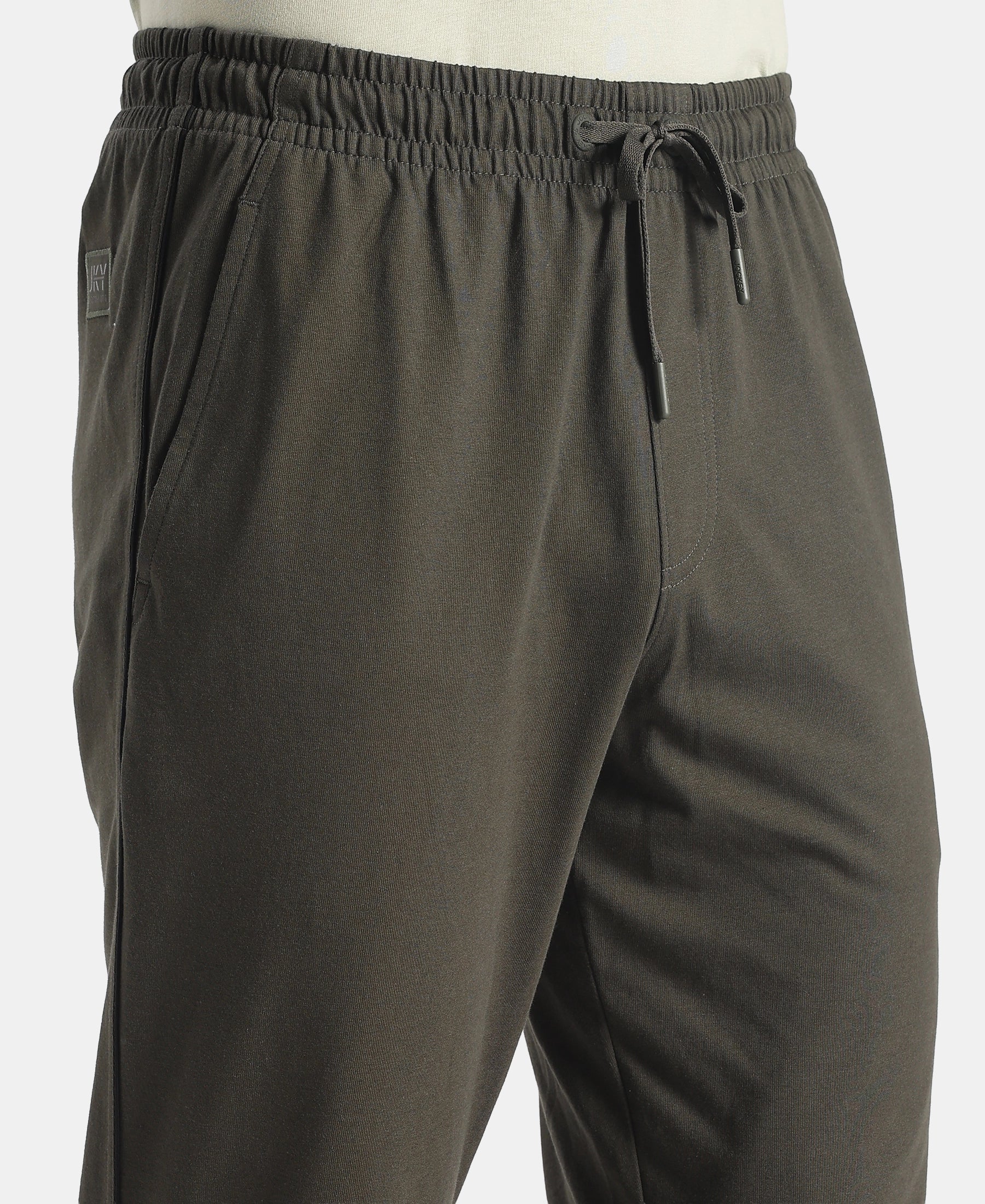 Super Combed Cotton Rich Regular Fit Trackpant with Side Pockets - Olive - Image 8