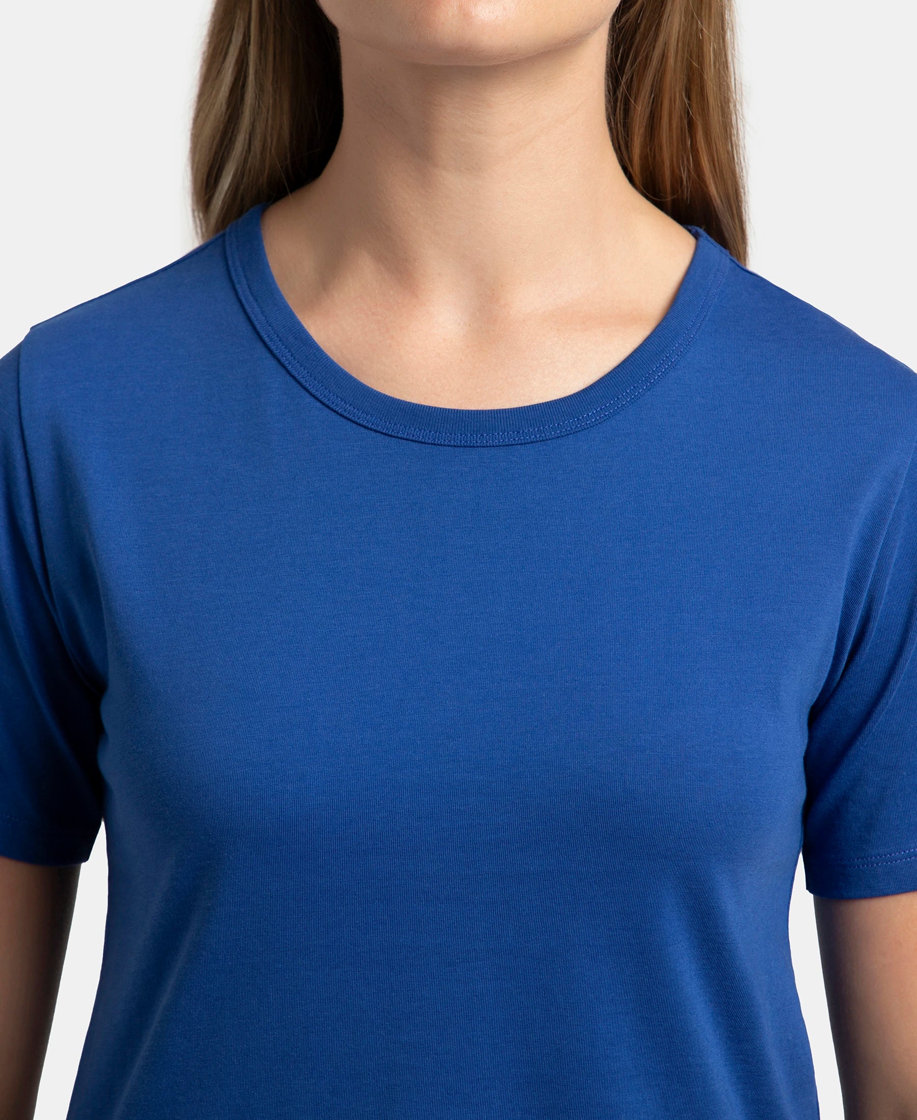 Super Combed Cotton Rich Relaxed Fit Solid Curved Hem Styled Half Sleeve T-Shirt - Mazarine Blue - Image 6