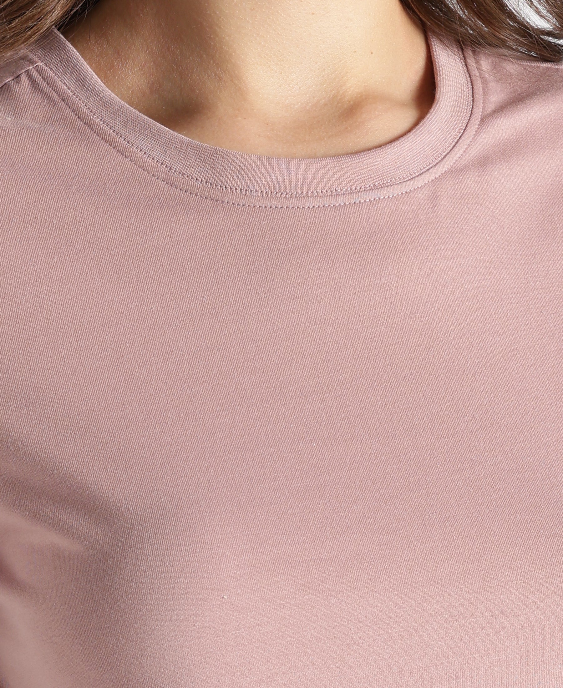 Super Combed Cotton Rich Relaxed Fit Solid Curved Hem Styled Half Sleeve T-Shirt - Woodrose - Image 7