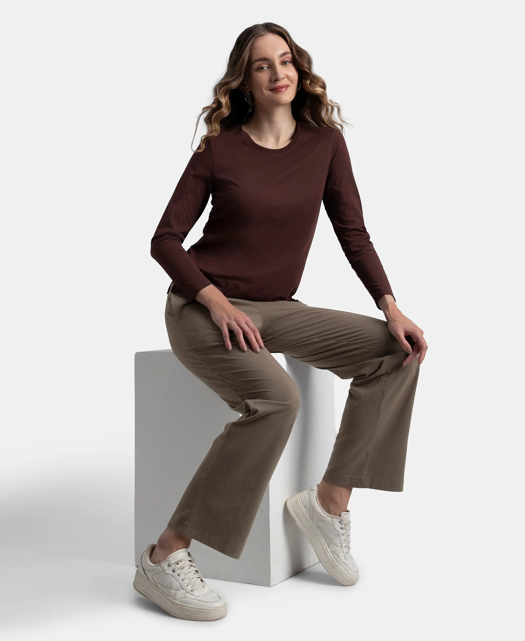 Super Combed Cotton Rich Relaxed Fit Wide Leg Pants with Side Pockets - Dark Khaki - Image 6