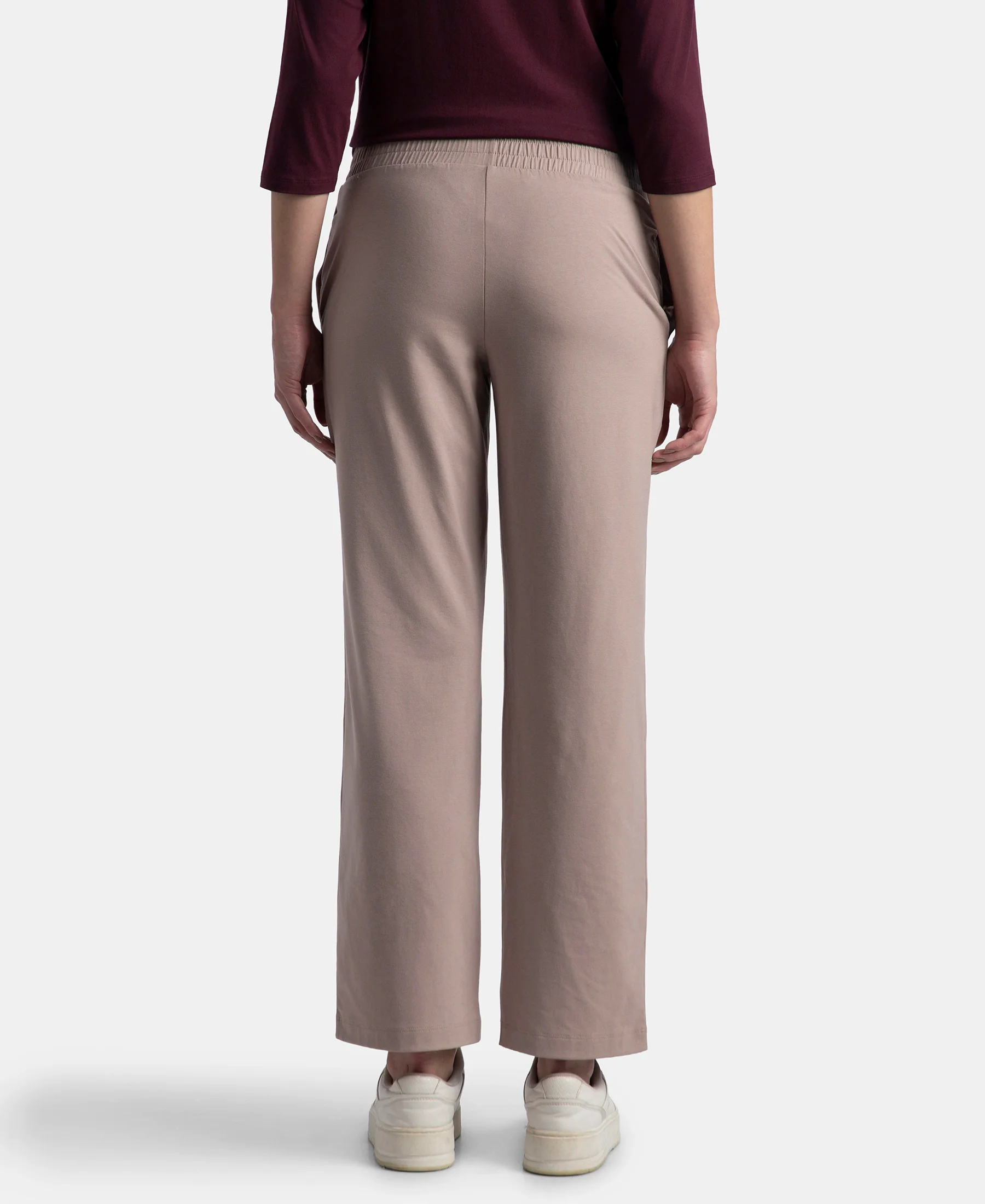 Super Combed Cotton Rich Relaxed Fit Wide Leg Pants with Side Pockets - Mocha - Image 3