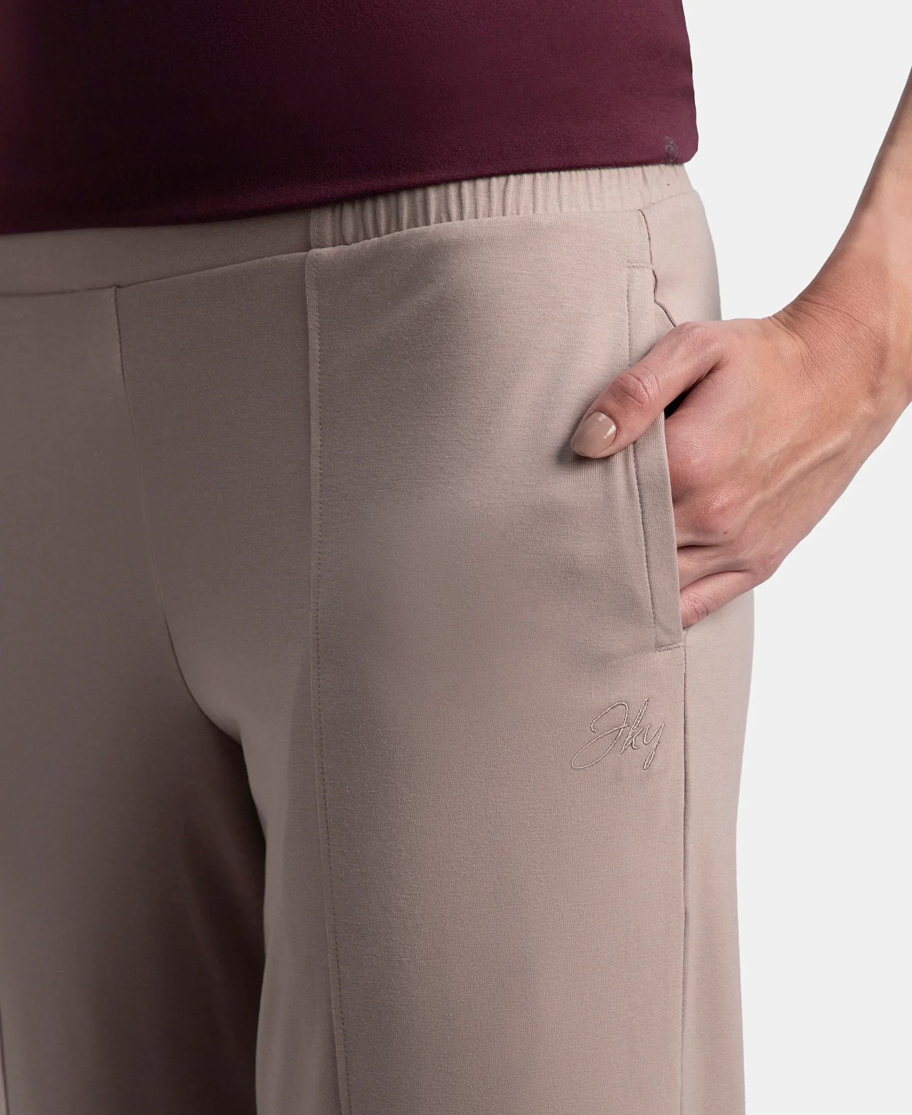 Super Combed Cotton Rich Relaxed Fit Wide Leg Pants with Side Pockets - Mocha - Image 7
