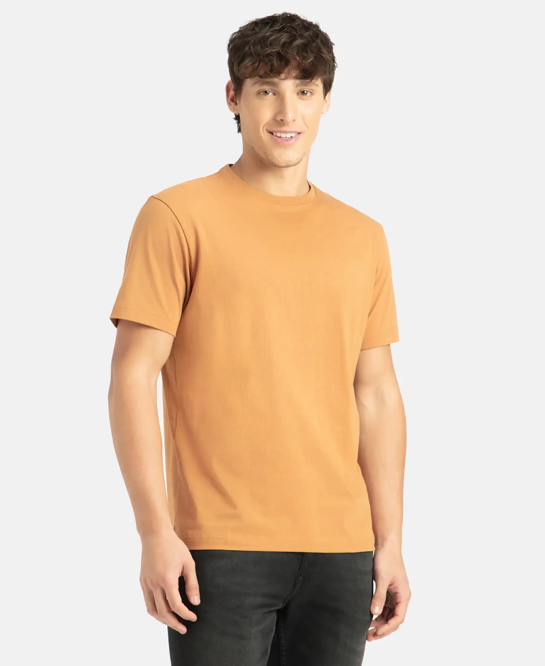 Super Combed Cotton Rich Round Neck Half Sleeve T-Shirt - Brown Sugar - Image 2