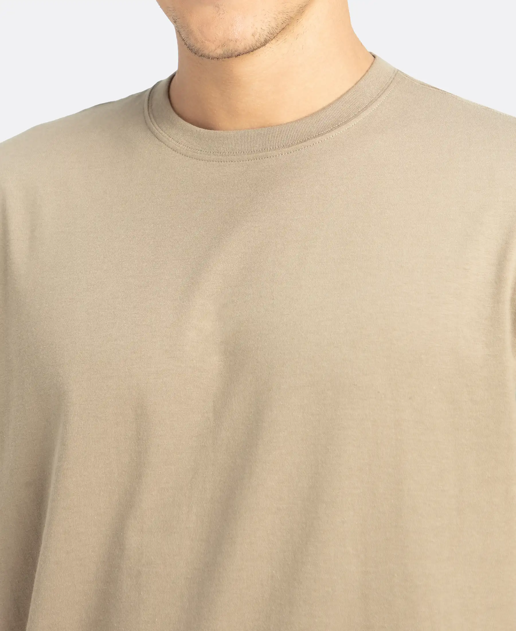 Super Combed Cotton Rich Round Neck Half Sleeve T-Shirt - Desert Taupe - Image 7