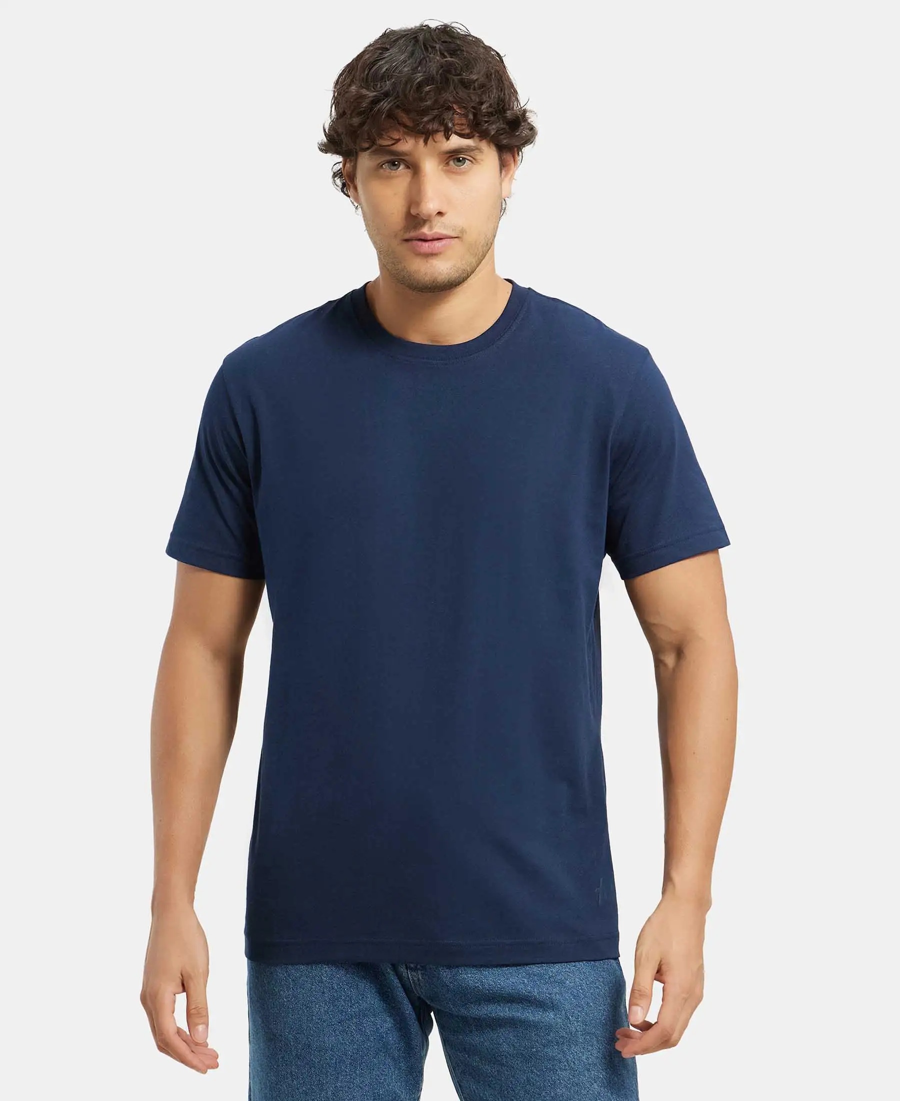 Super Combed Cotton Rich Round Neck Half Sleeve T-Shirt - Navy