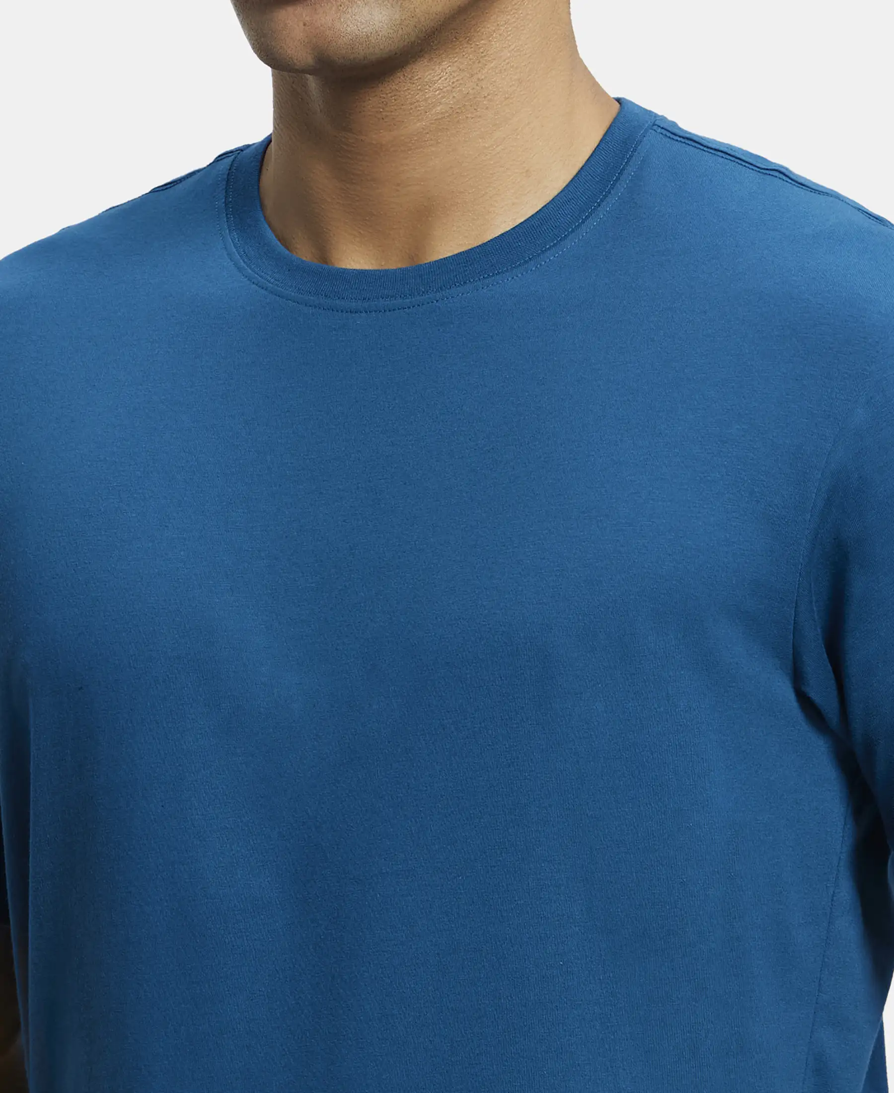 Super Combed Cotton Rich Round Neck Half Sleeve T-Shirt - Seaport Teal - Image 6