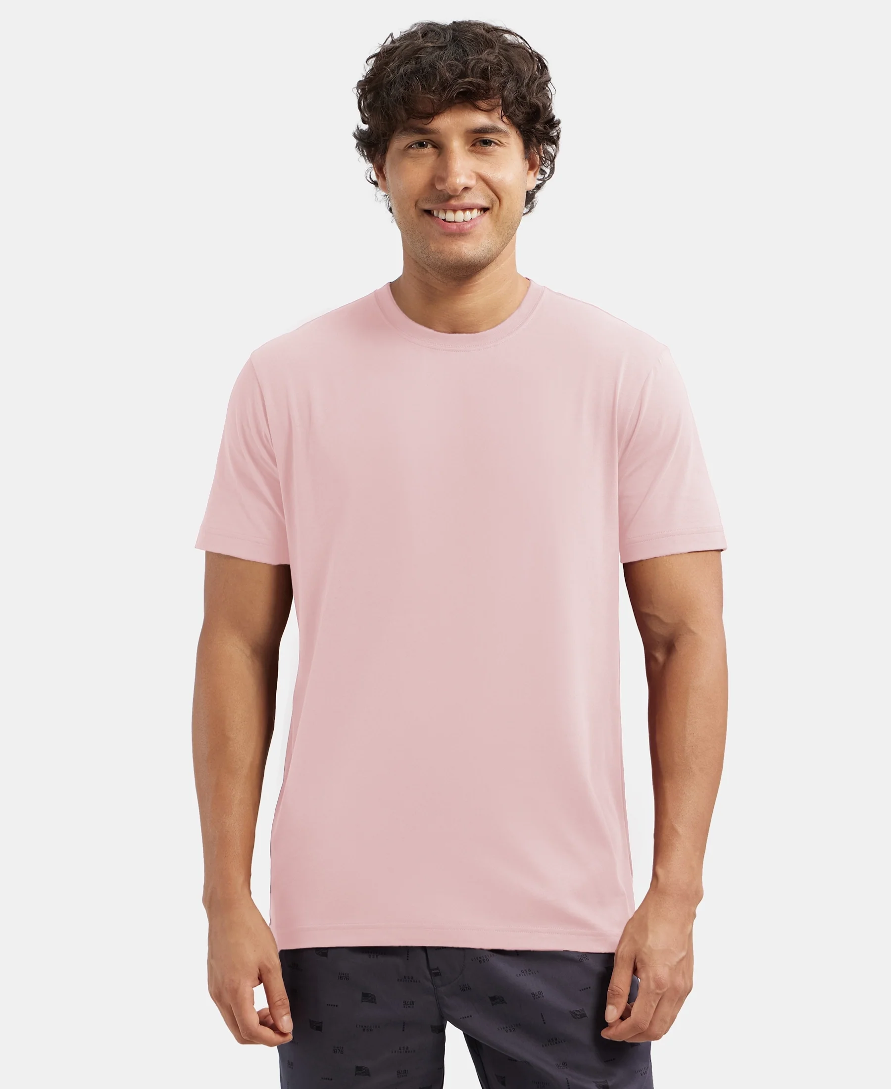 Super Combed Cotton Rich Round Neck Half Sleeve T-Shirt - Sepia Rose